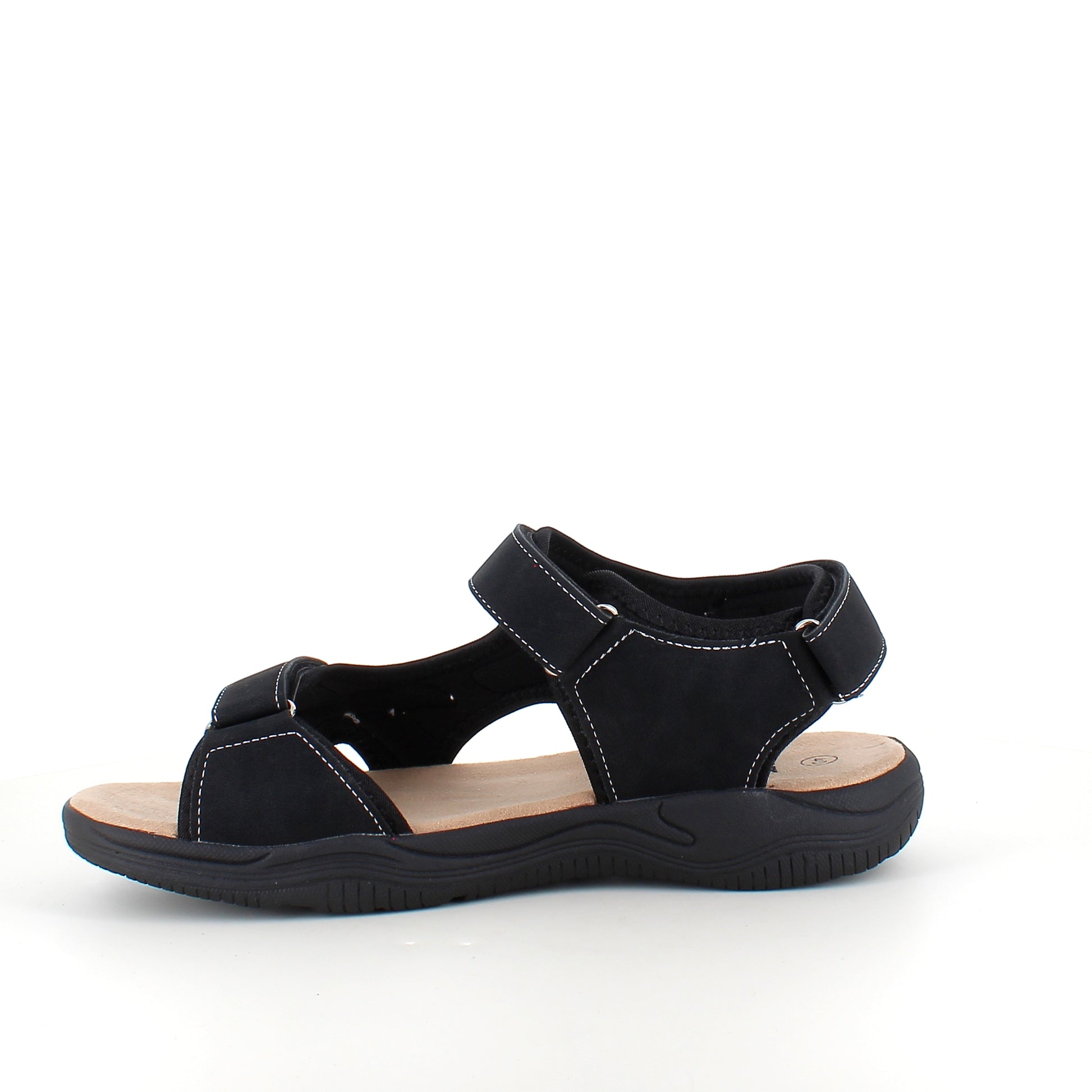 Herresandal med 3 velcroremme – sort sandal med god bredde