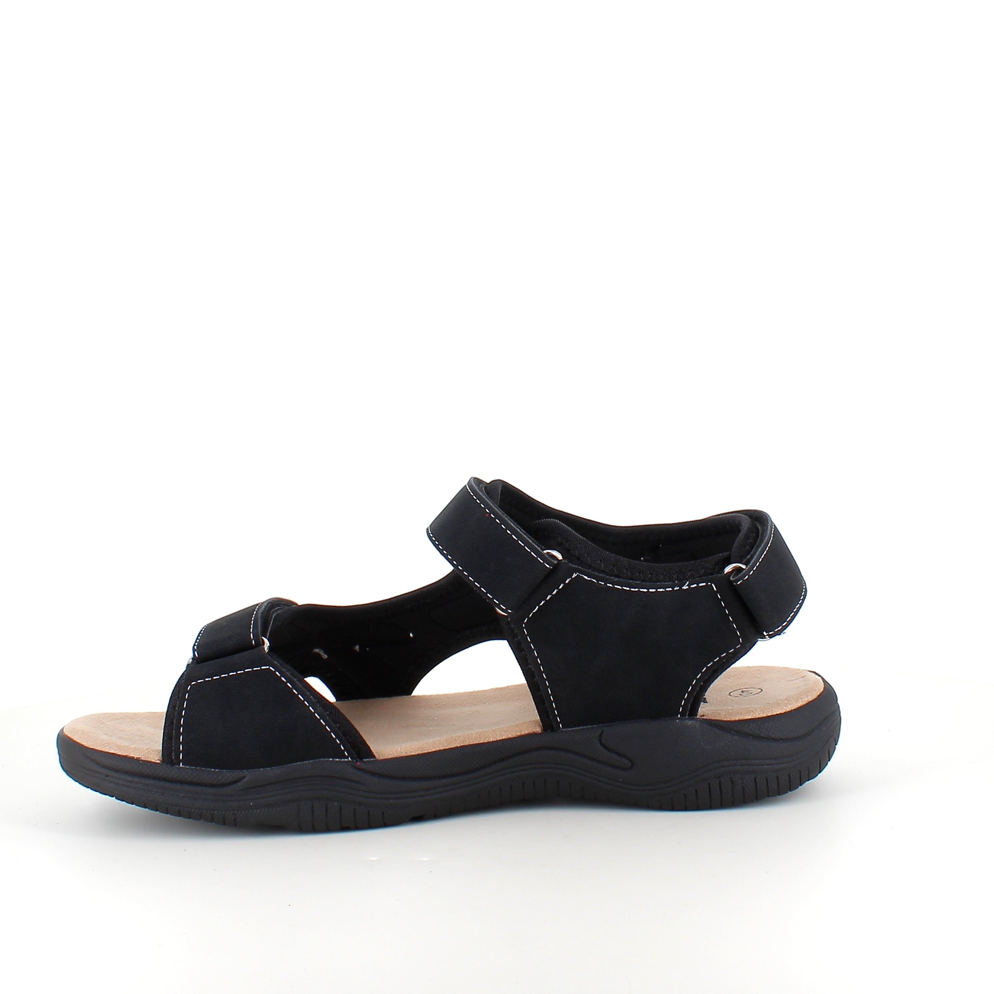 Herresandal med 3 velcroremme – sort sandal med god bredde