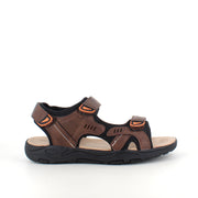 Herresandal med 3 velcroremme – brun sandal med god bredde