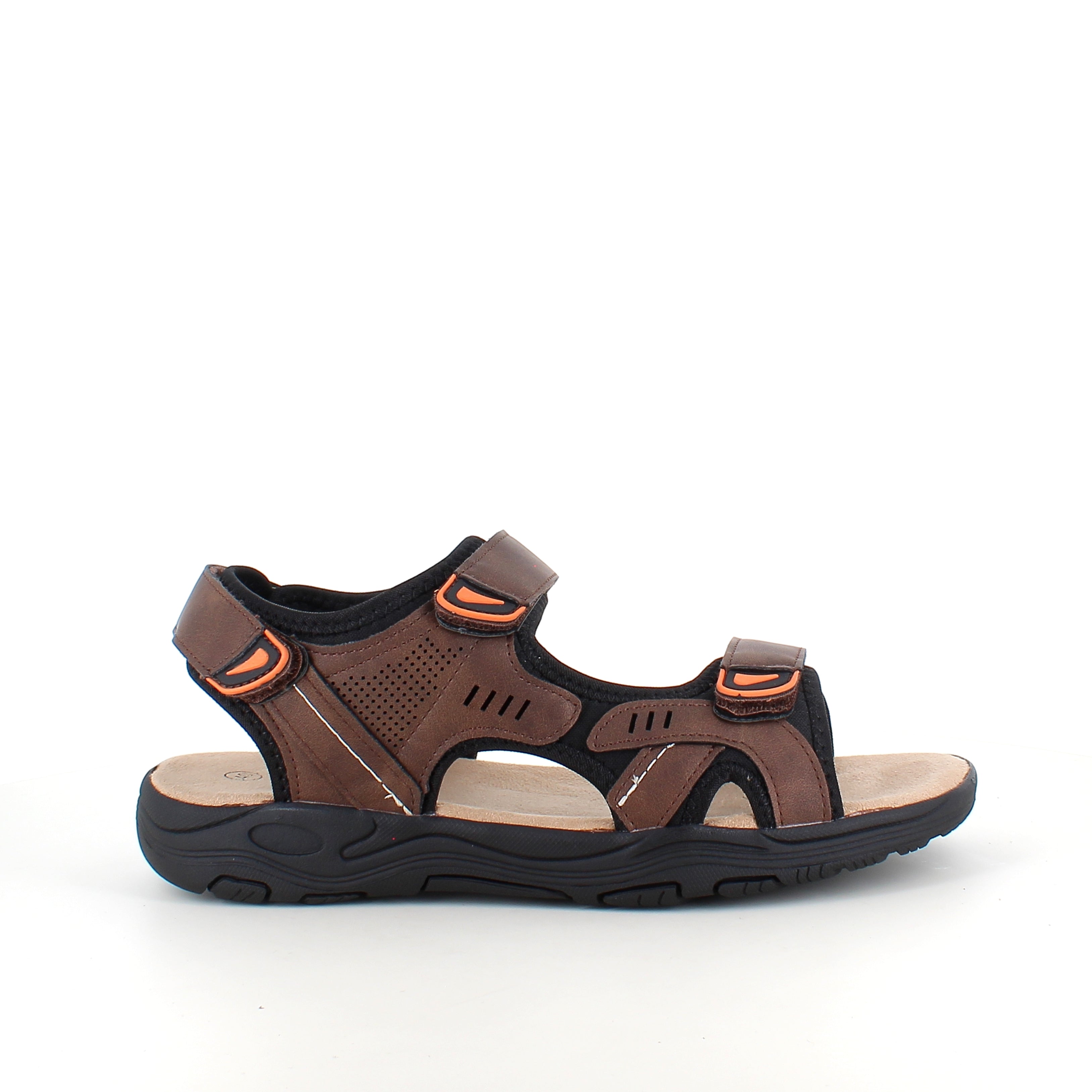 Herresandal med 3 velcroremme – brun sandal med god bredde