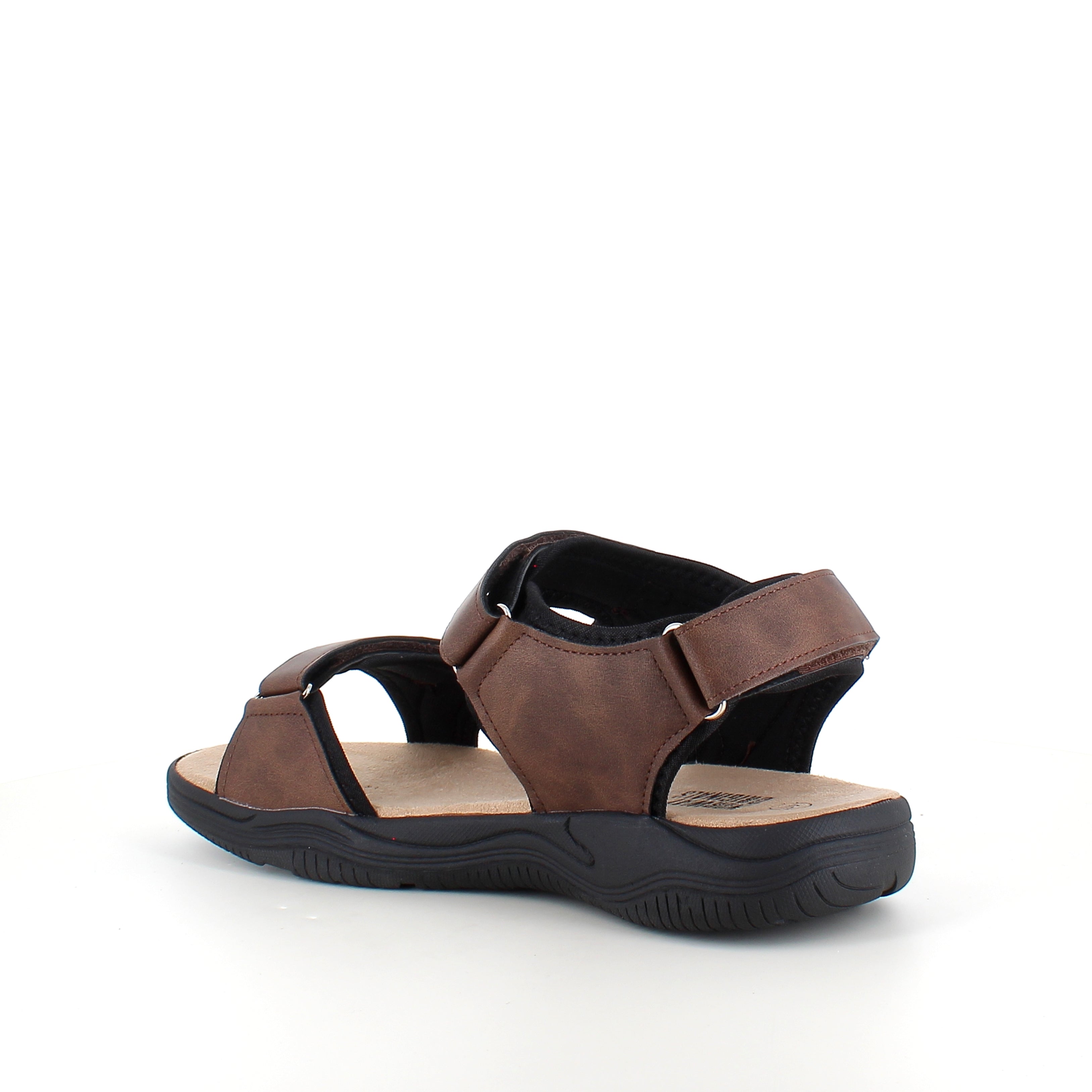 Herresandal med 3 velcroremme – brun sandal med god bredde