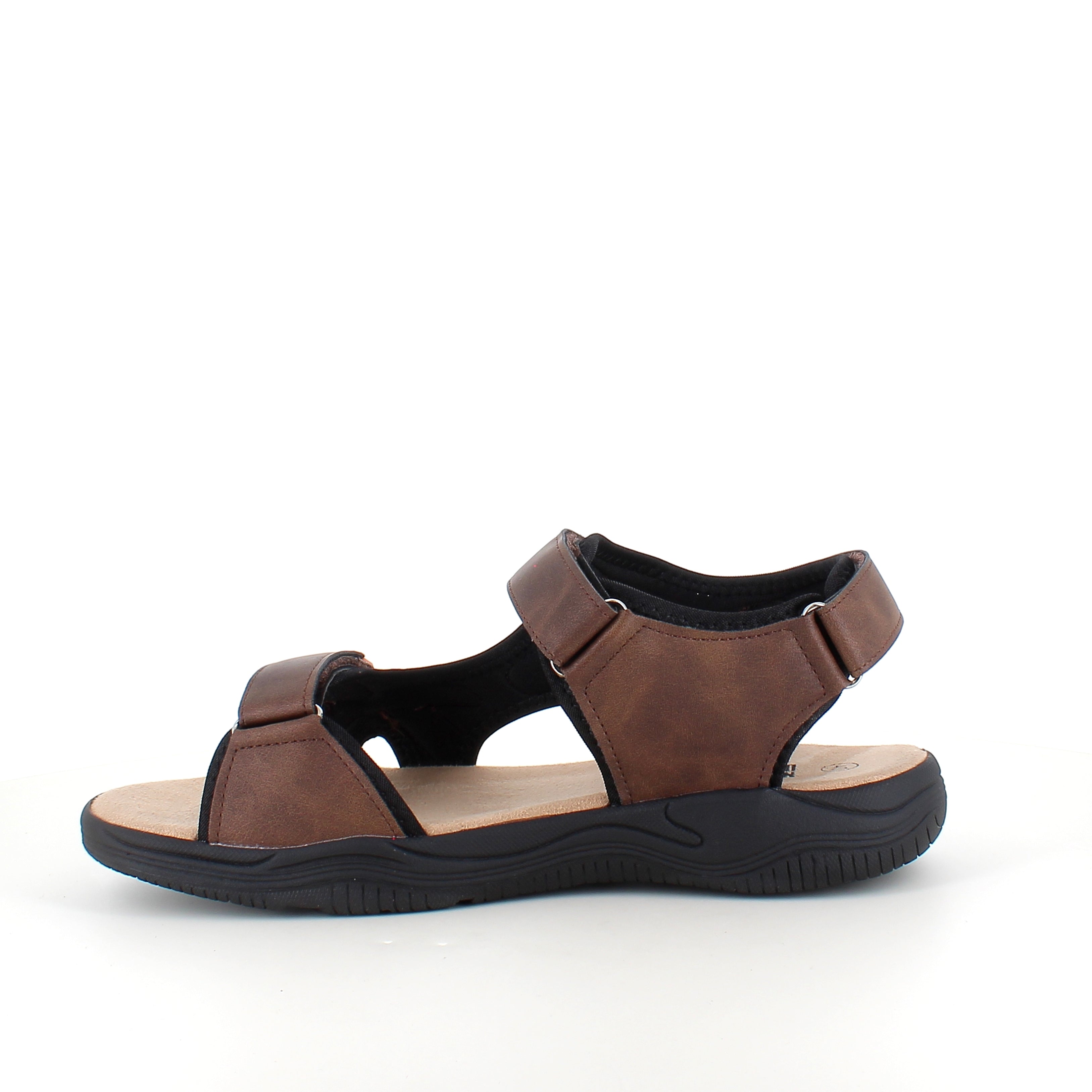 Herresandal med 3 velcroremme – brun sandal med god bredde