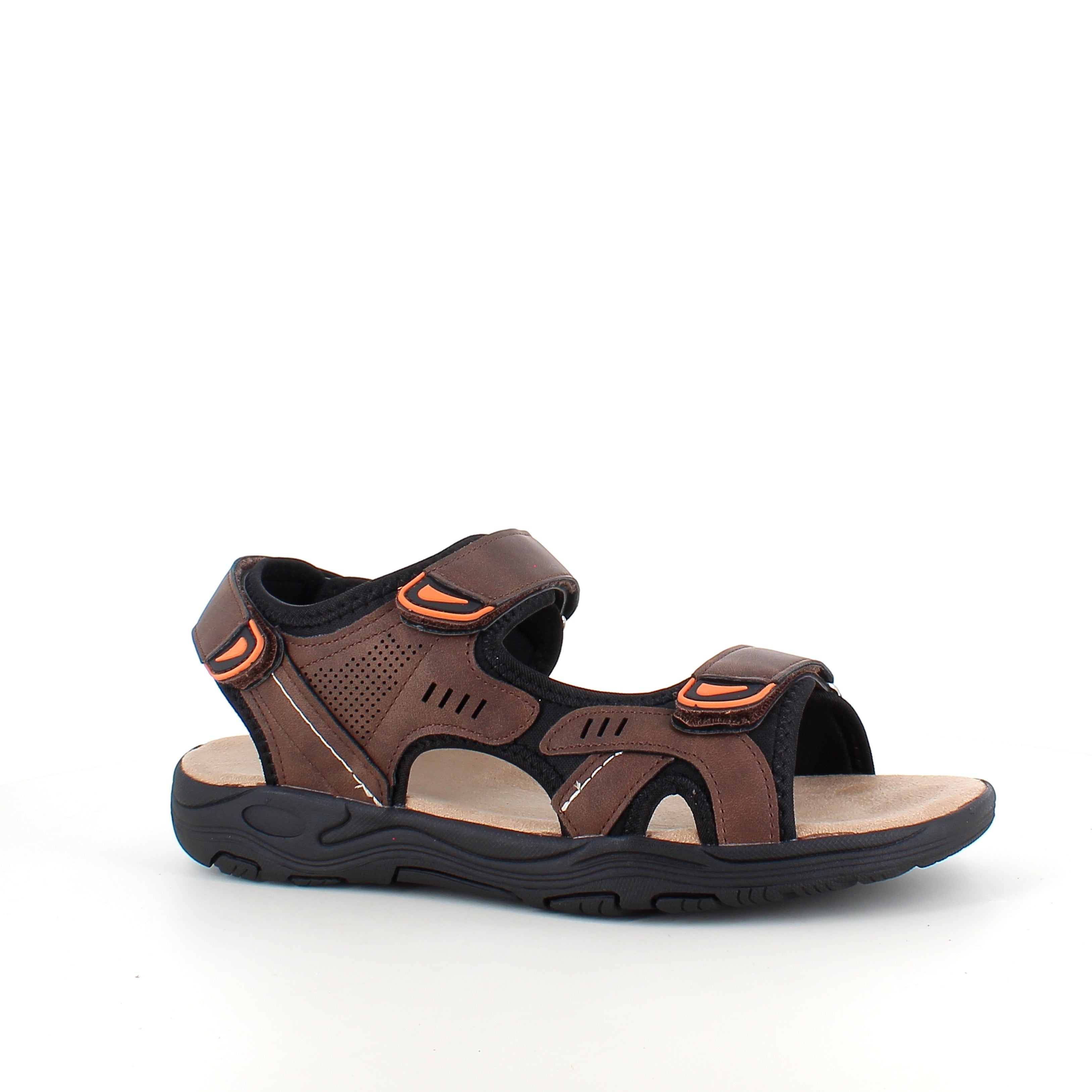 Herresandal med 3 velcroremme – brun sandal med god bredde