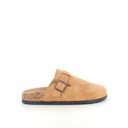 Lys brun slip on sandal i tekstil – let & naturlig model