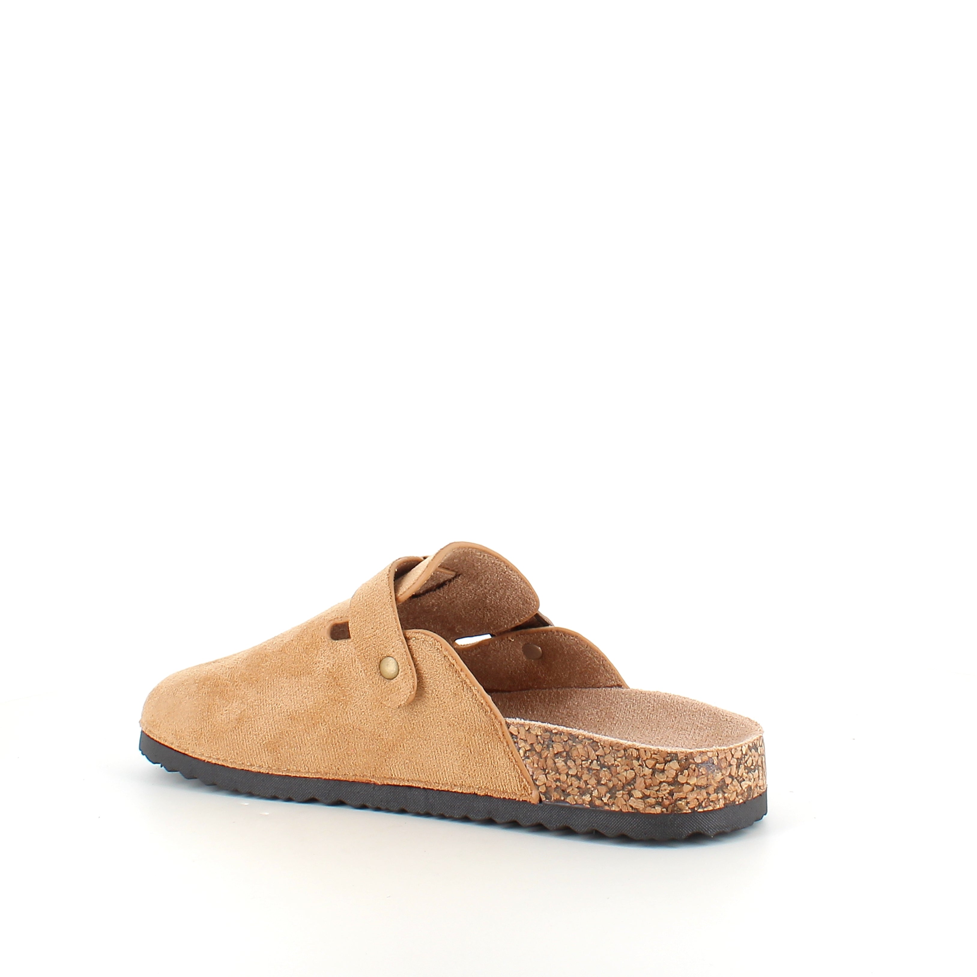 Lys brun slip on sandal i tekstil – let & naturlig model
