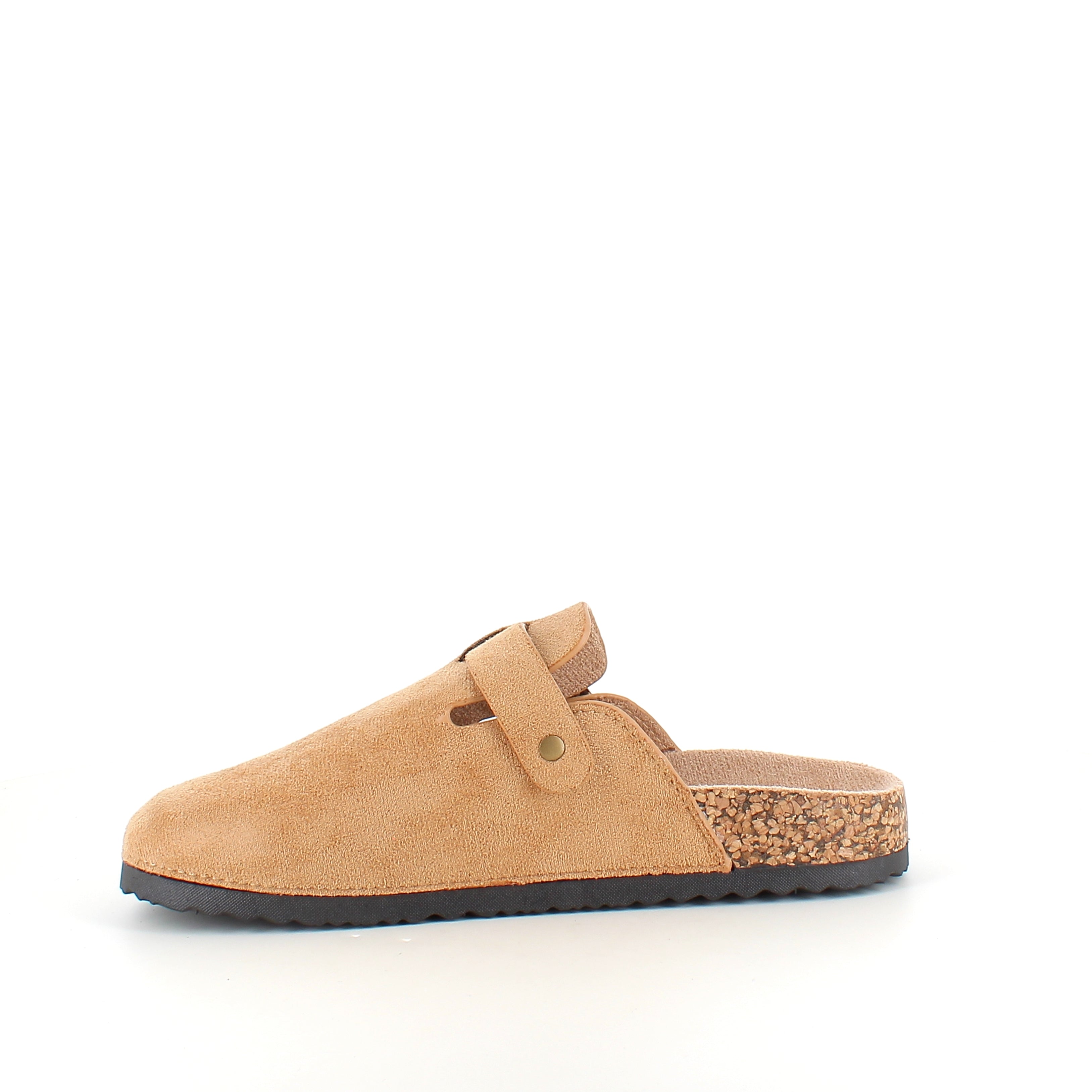 Lys brun slip on sandal i tekstil – let & naturlig model