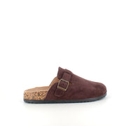 Mørkebrun slip on sandal i tekstil – klassisk model med justerbart spænde