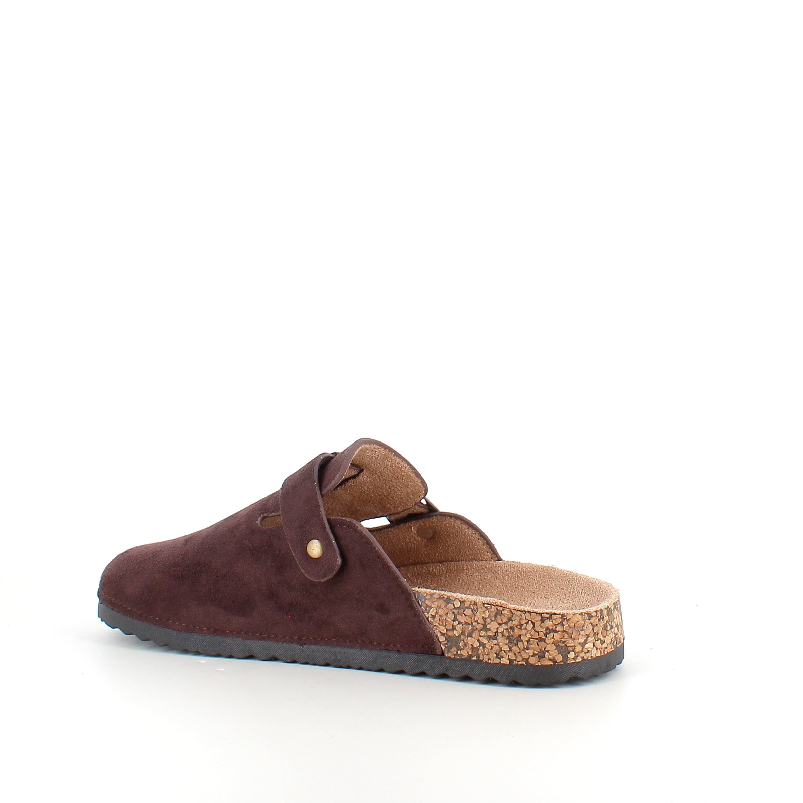 Mørkebrun slip on sandal i tekstil – klassisk model med justerbart spænde