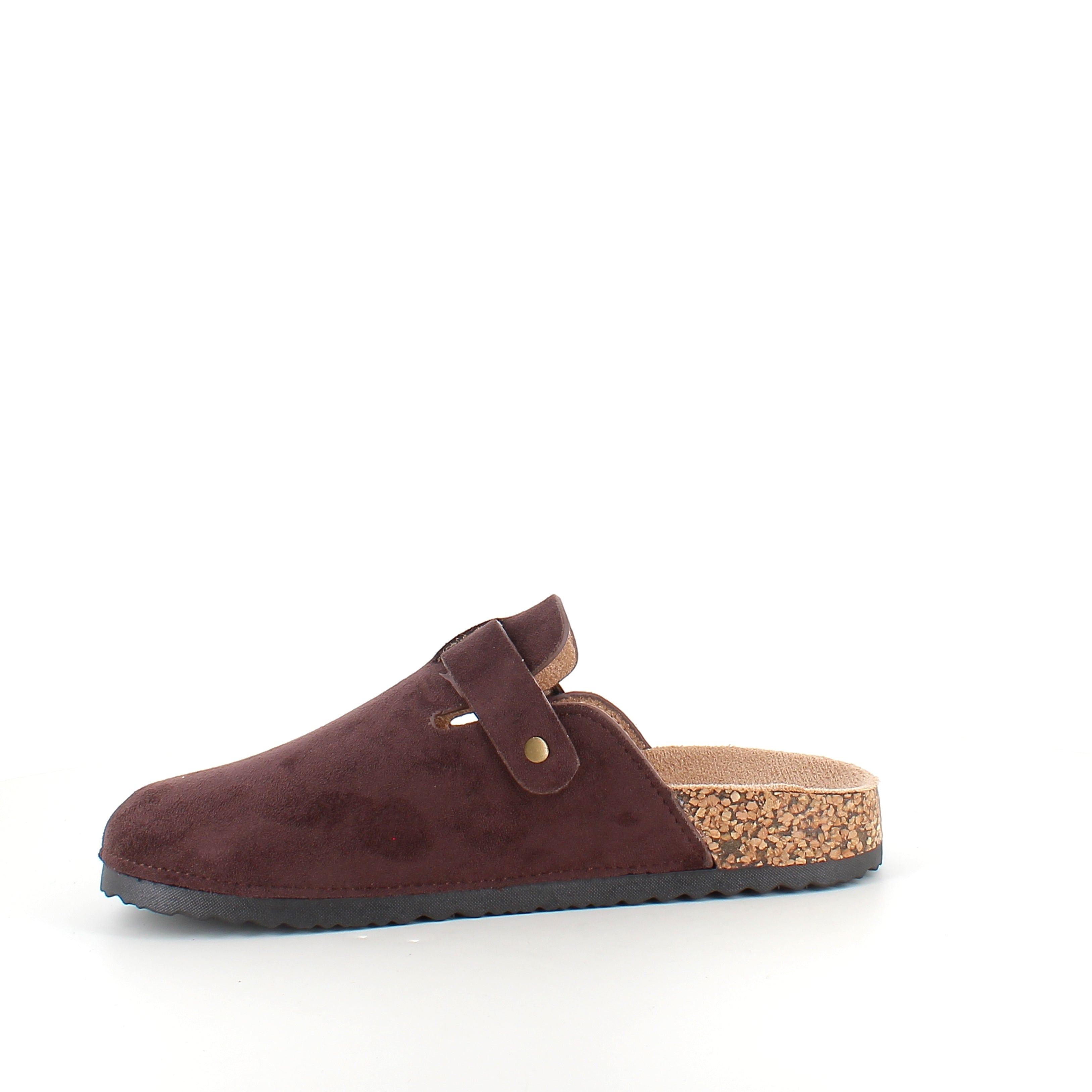 Mørkebrun slip on sandal i tekstil – klassisk model med justerbart spænde