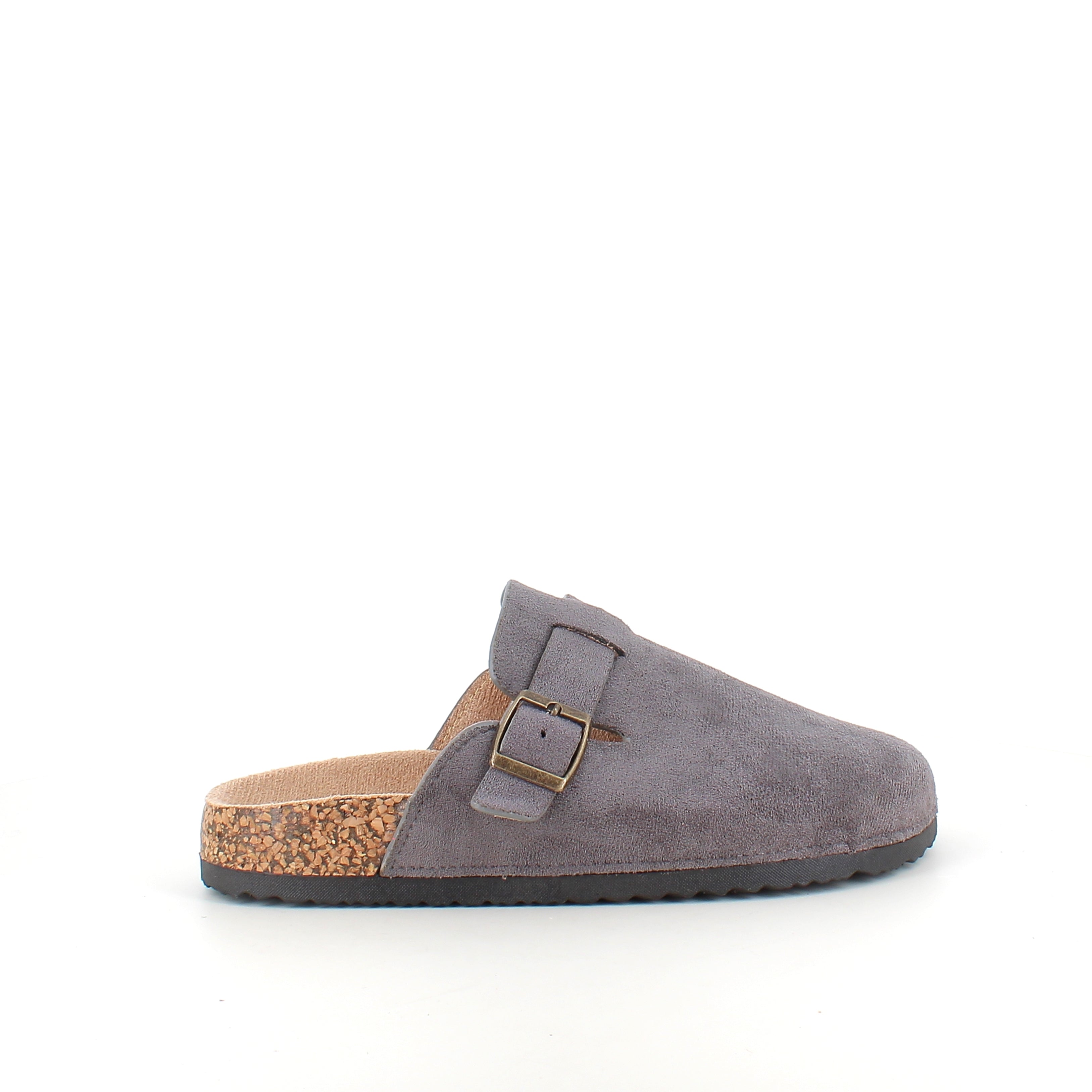 Grå slip on sandal i tekstil – enkel & stilren model
