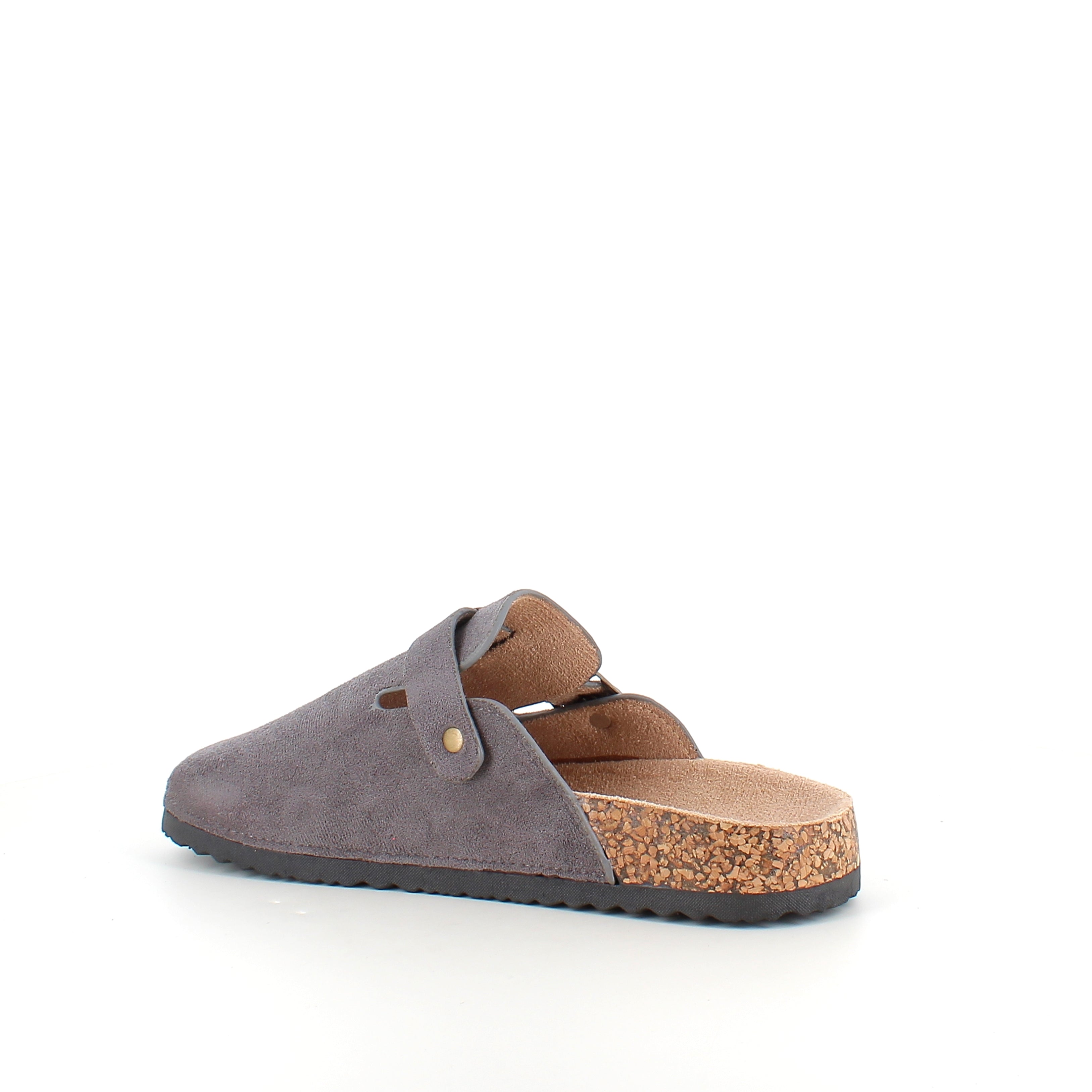 Grå slip on sandal i tekstil – enkel & stilren model