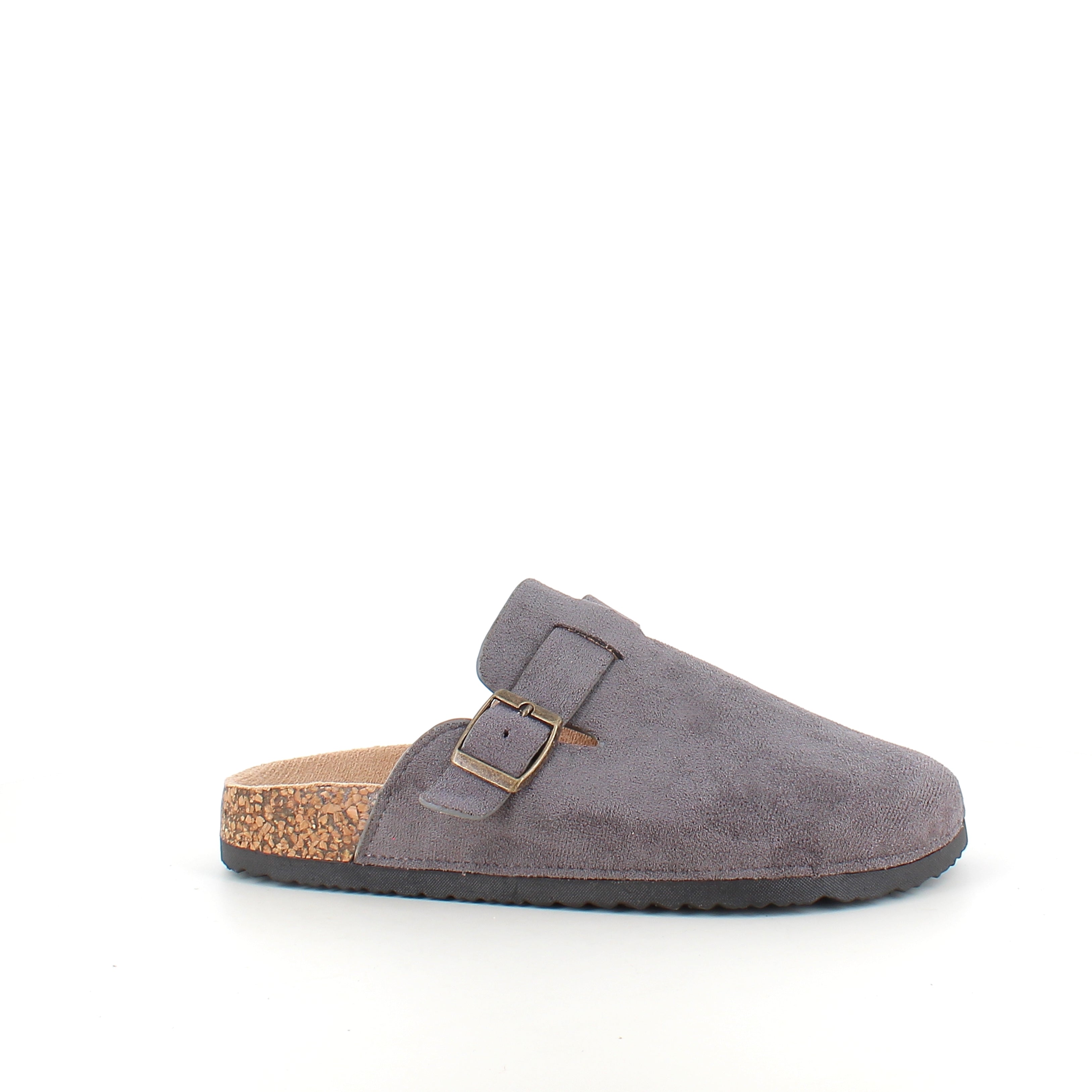 Grå slip on sandal i tekstil – enkel & stilren model