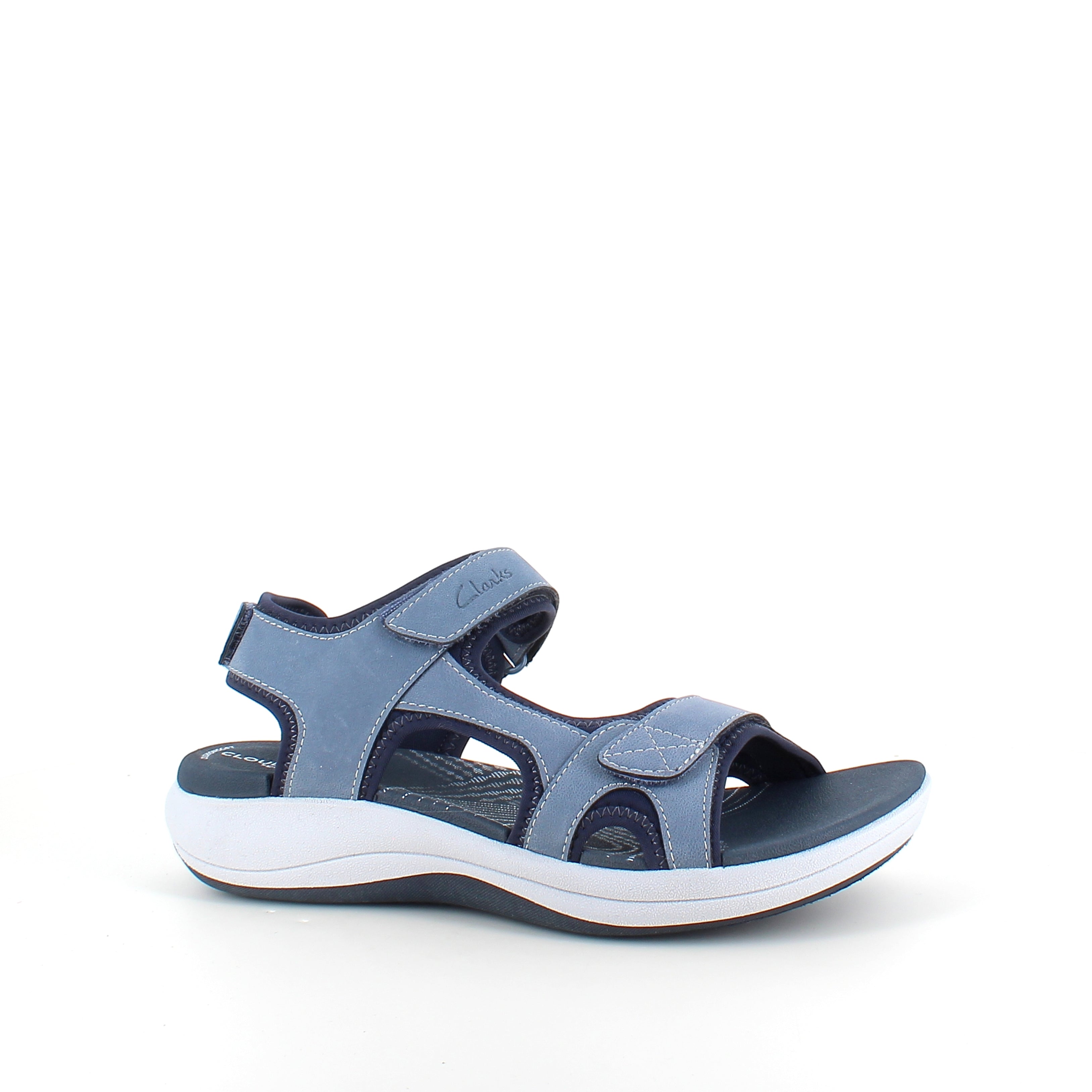 Clarks Cloudsteppers sandal i blå – blød & støttende sandal til aktive dage