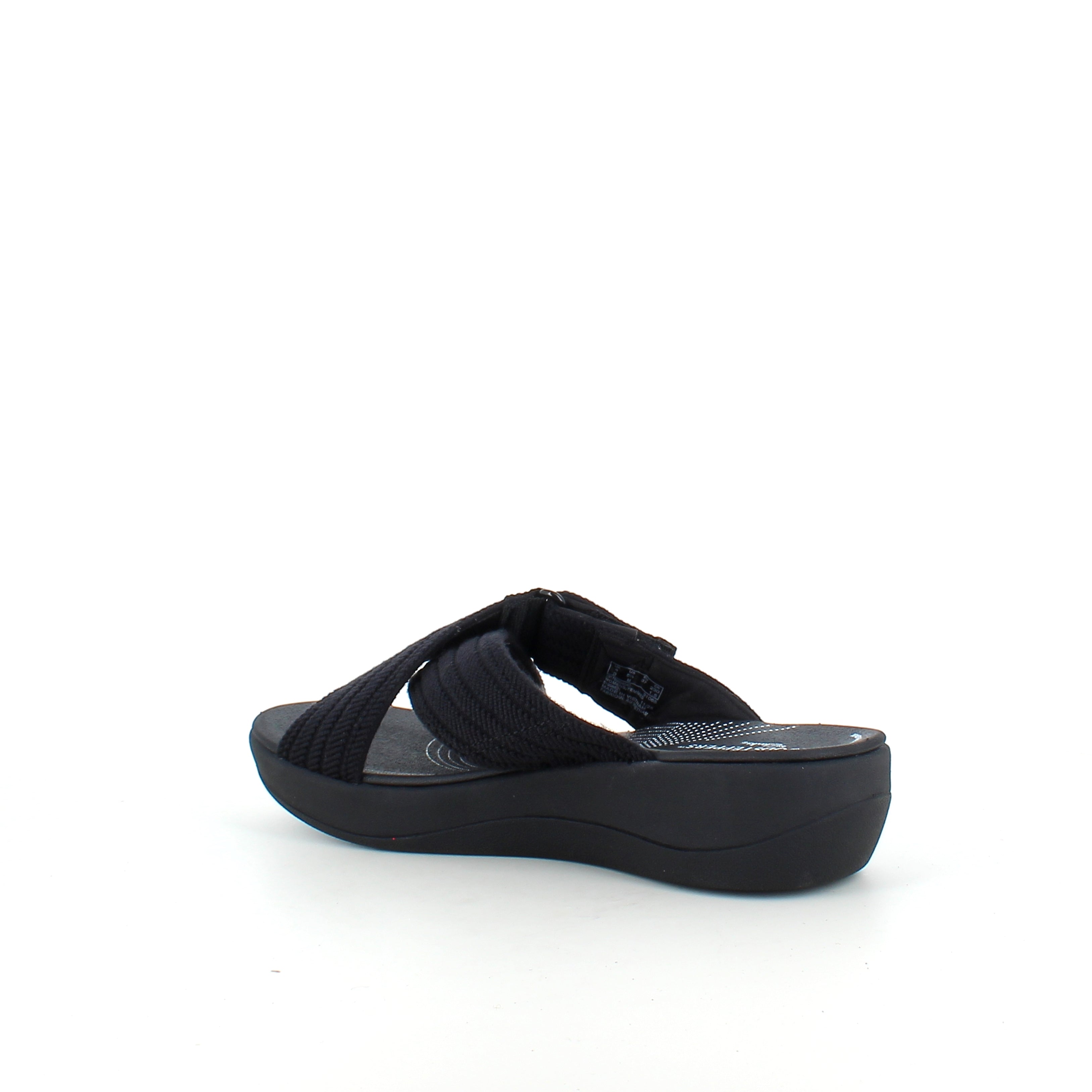 Clarks Wave D slip on sandal i sort – blød komfort & stabil støtte