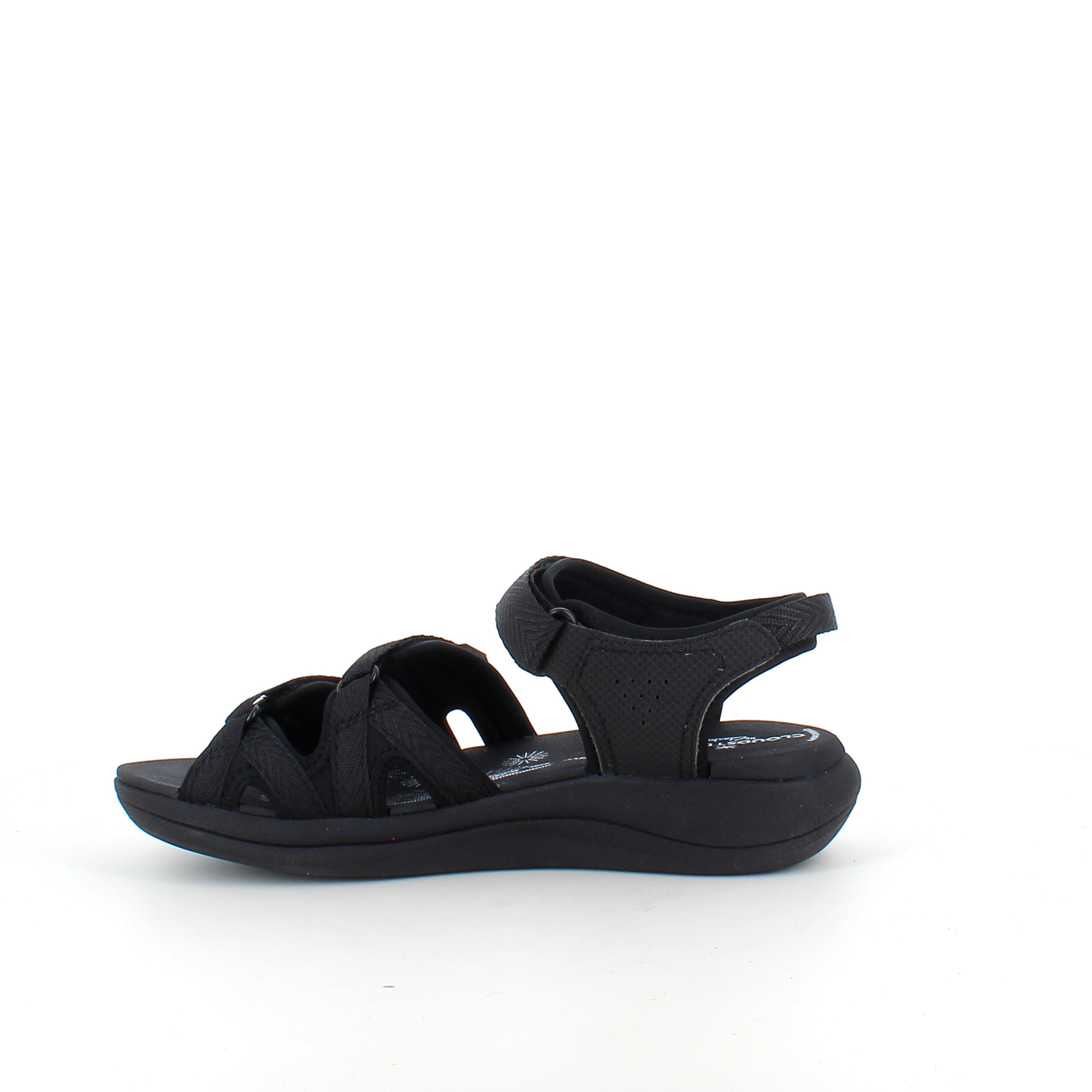 Clarks Cloudsteppers sandal i sort – let & stødabsorberende komfort til lange dage