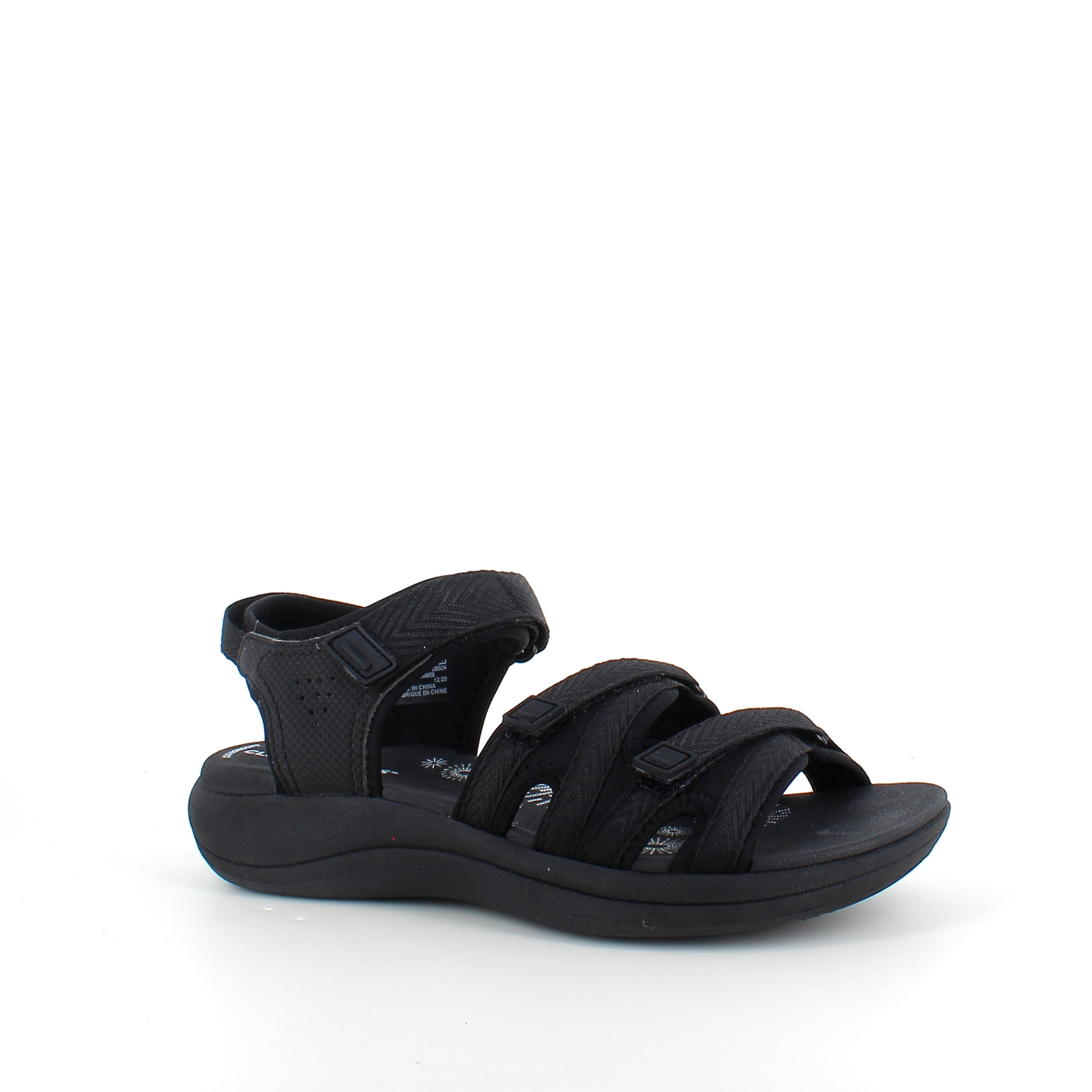 Clarks Cloudsteppers sandal i sort – let & stødabsorberende komfort til lange dage