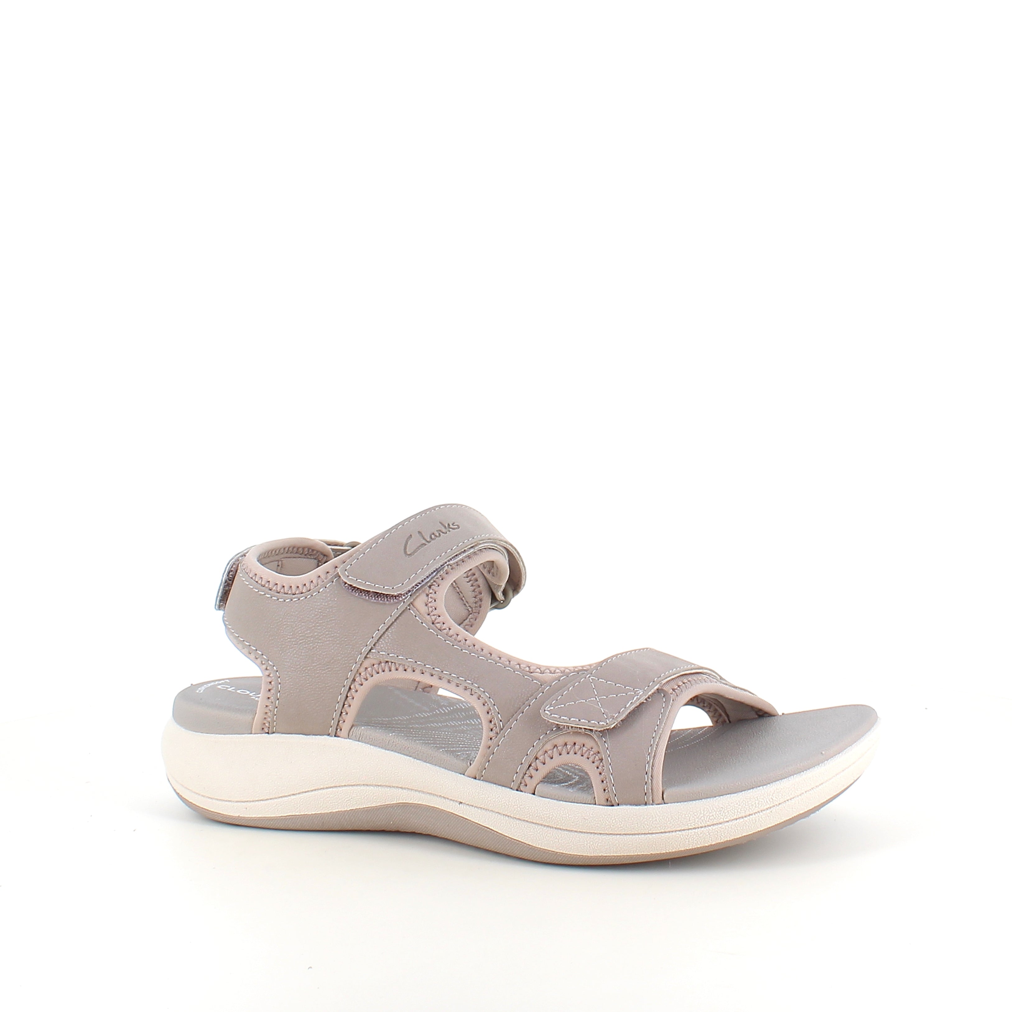 Clarks Cloudsteppers sandal i grå – let & støttende komfort til hverdag