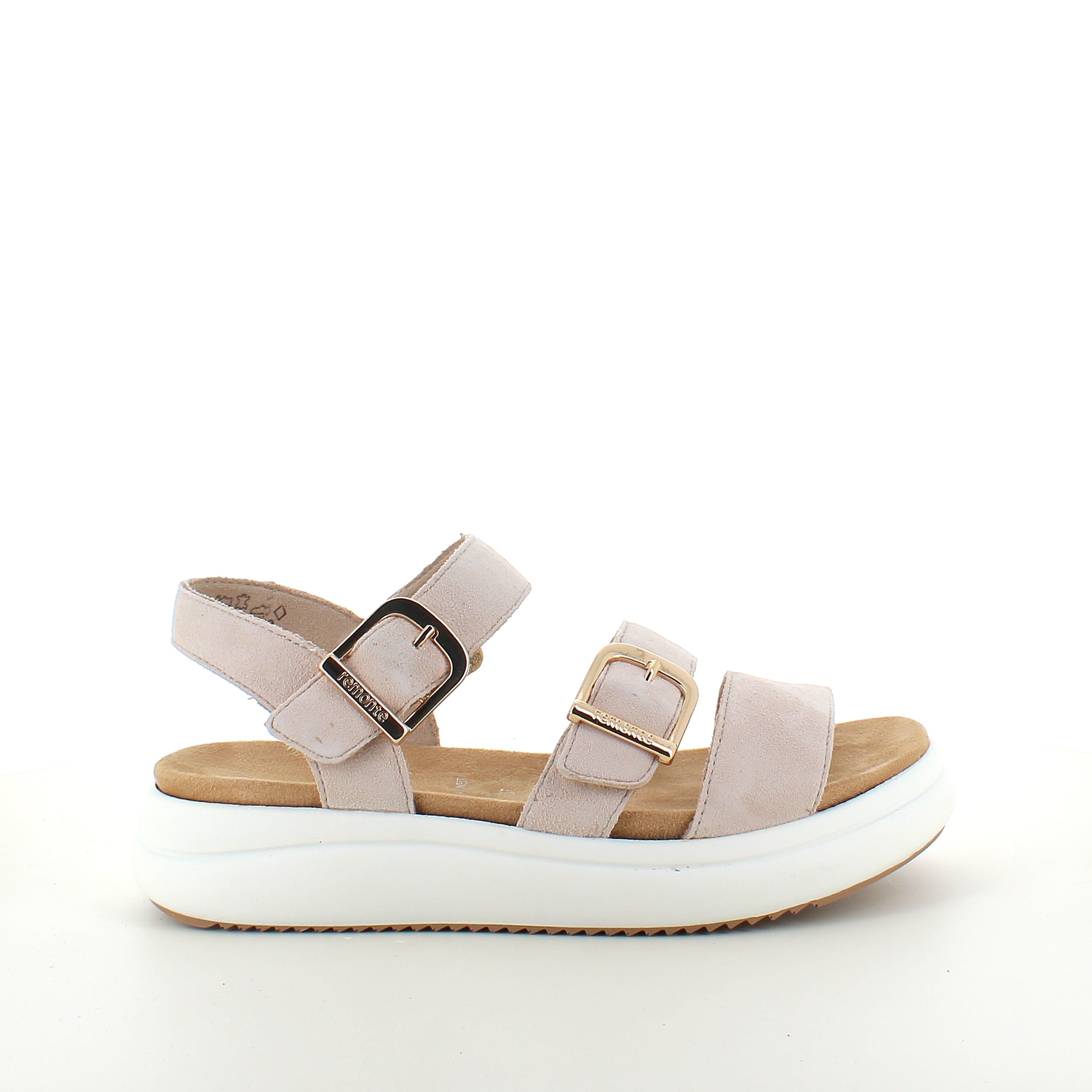 Remonte sandal i beige med hvid bund – komfort & fleksibilitet op til str. 45