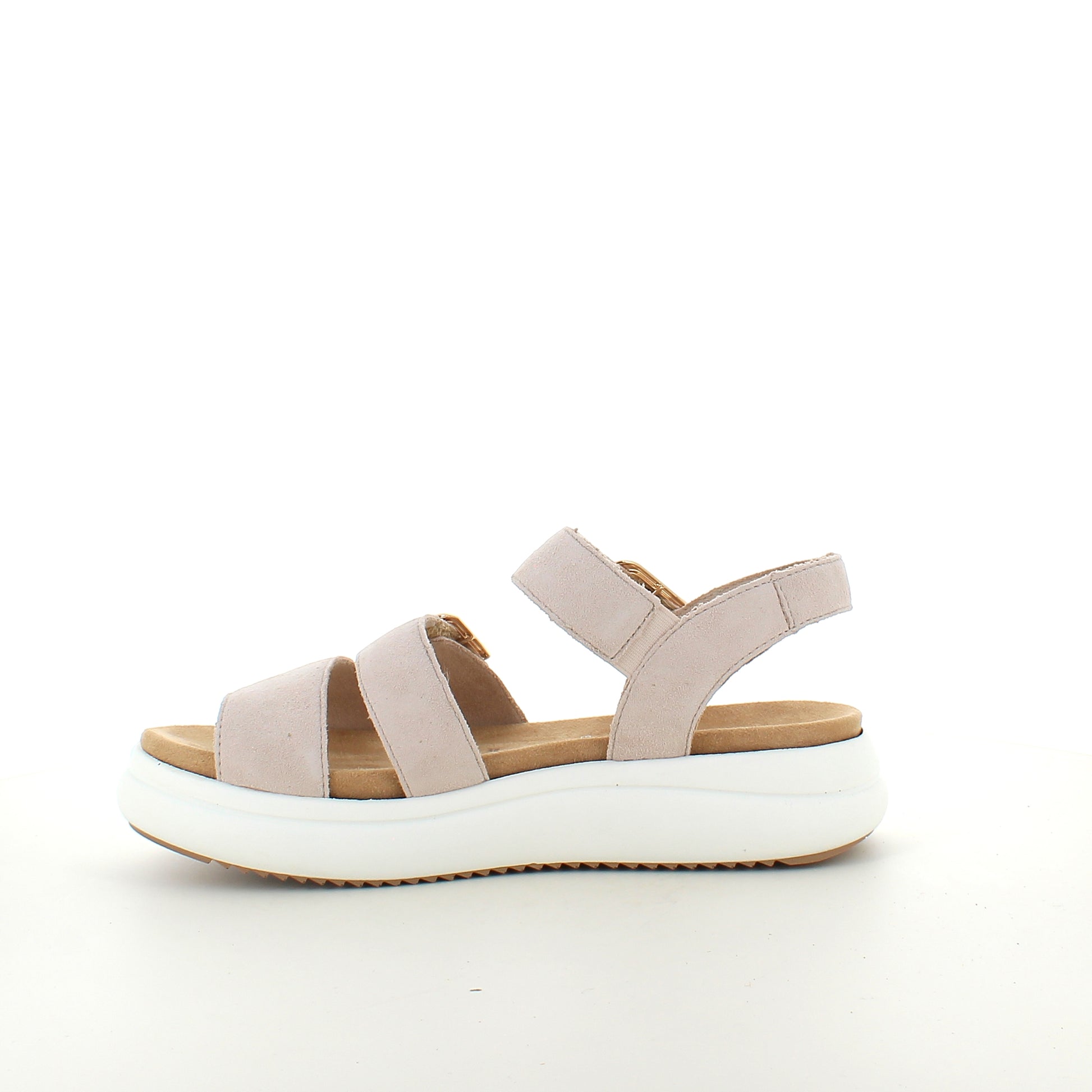 Remonte sandal i beige med hvid bund – komfort & fleksibilitet op til str. 45