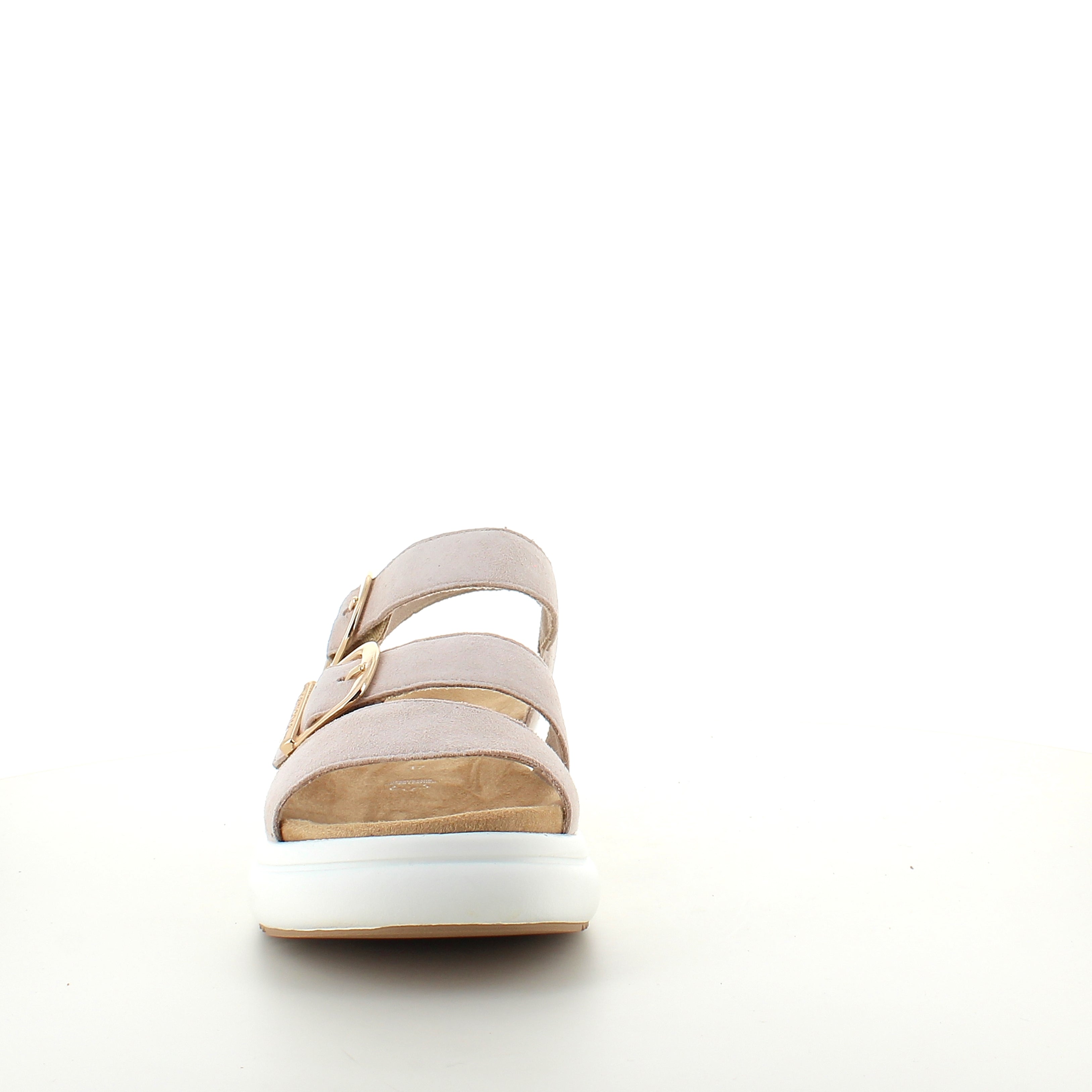 Remonte sandal i beige med hvid bund – komfort & fleksibilitet op til str. 45
