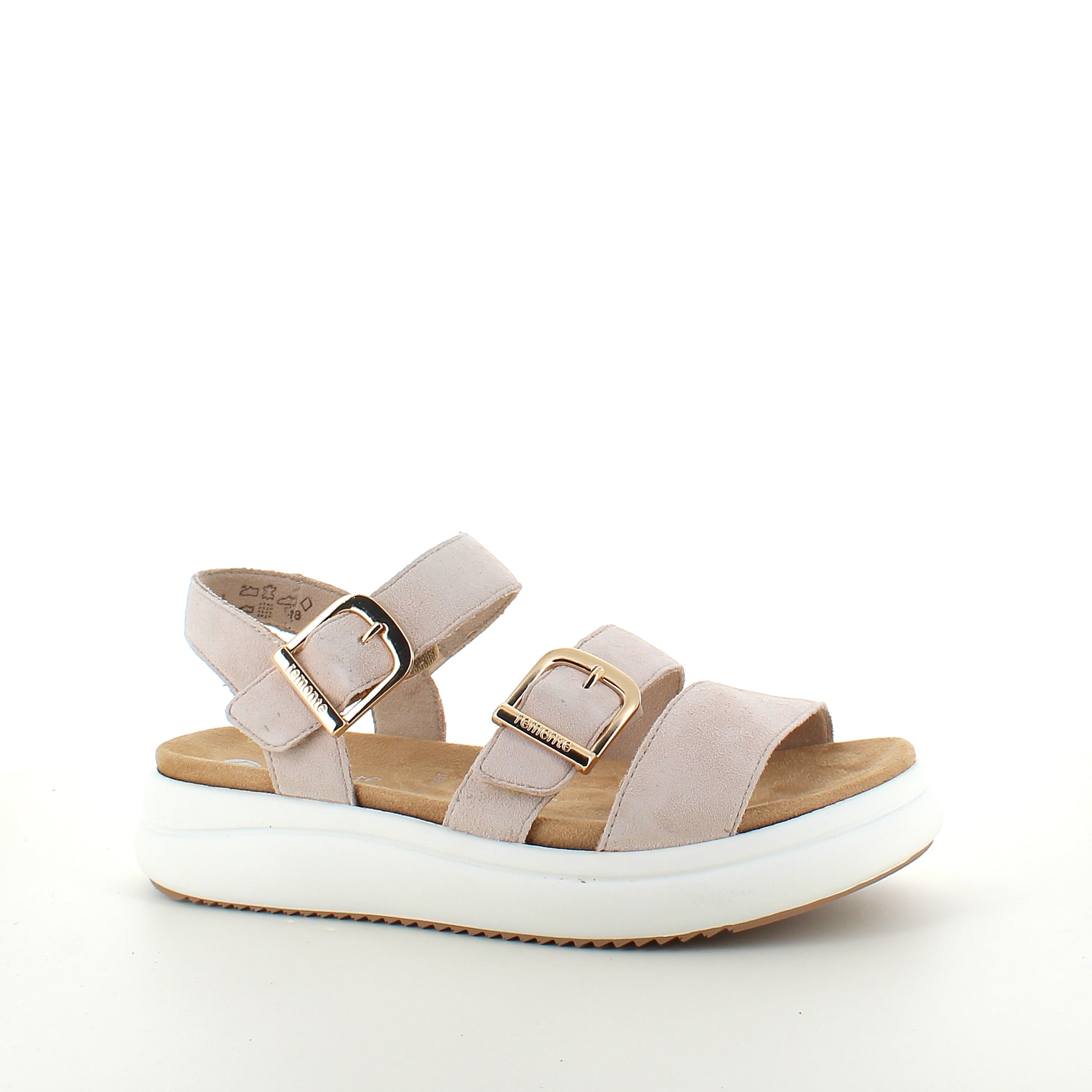 Remonte sandal i beige med hvid bund – komfort & fleksibilitet op til str. 45