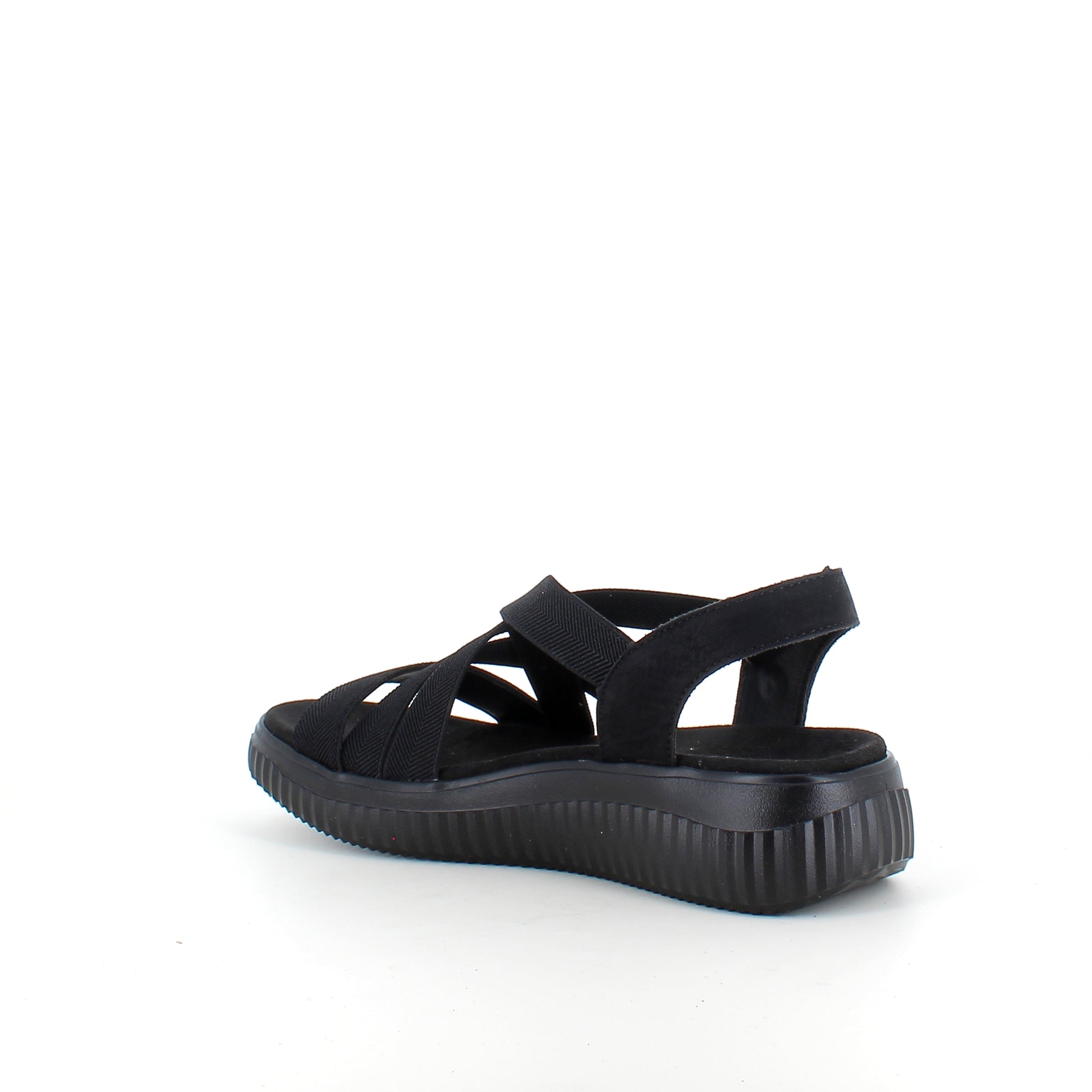 Remonte sandal i sort til dame – bredde, elastiske remme & fast hælrem