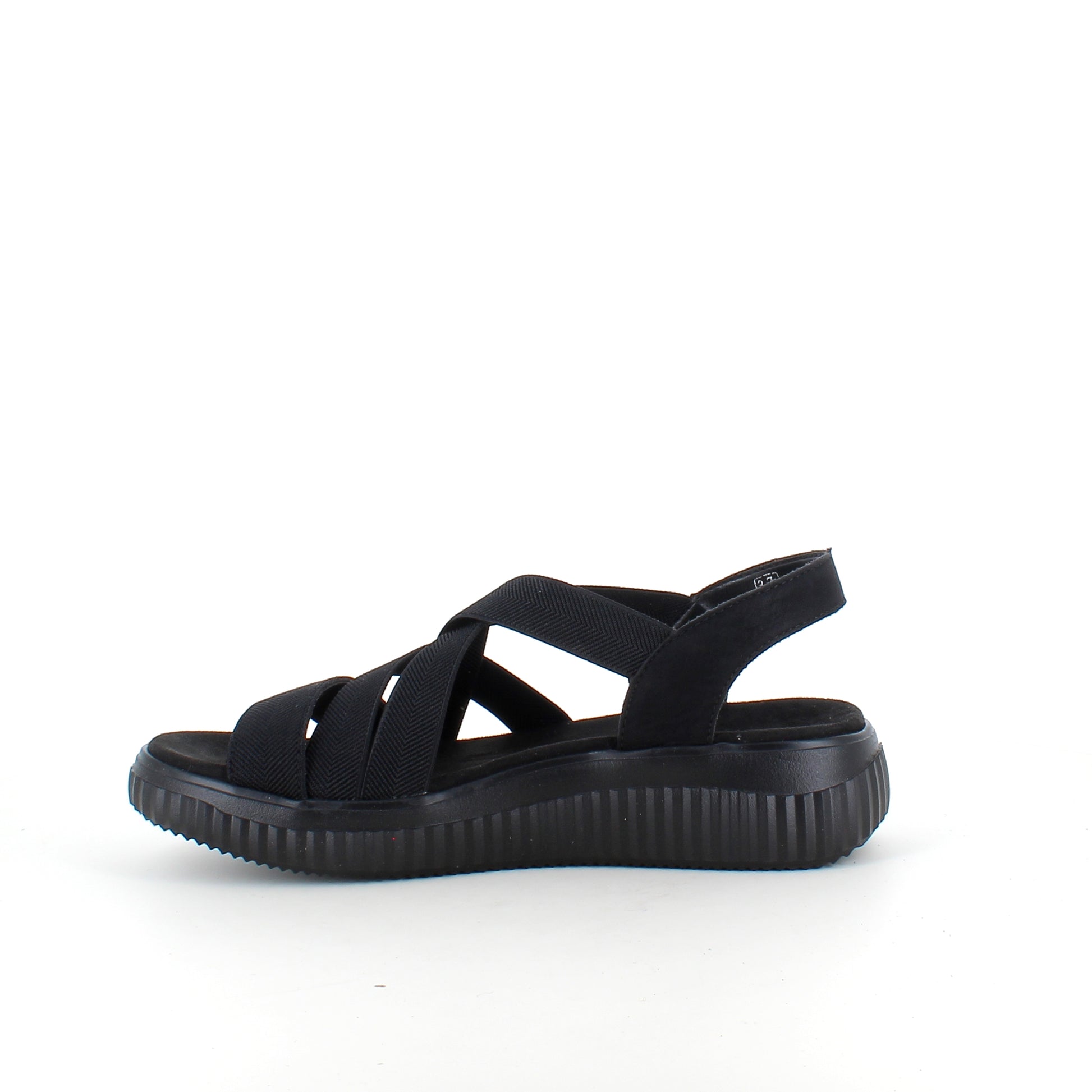 Remonte sandal i sort til dame – bredde, elastiske remme & fast hælrem