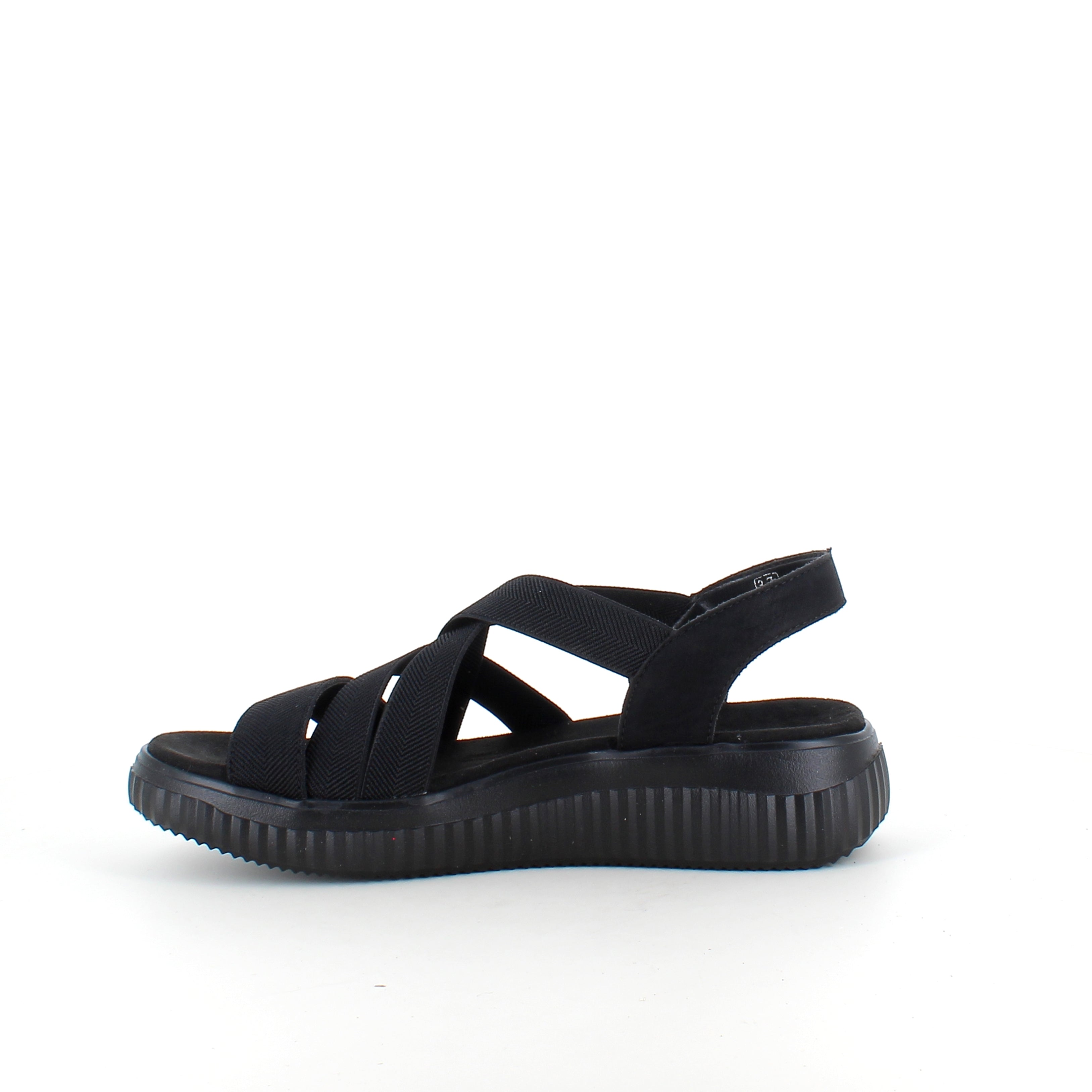 Remonte sandal i sort til dame – bredde, elastiske remme & fast hælrem