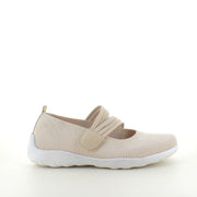 Beige Remonte ballerina med velcrorem – let & stødabsorberende helt op til str 45