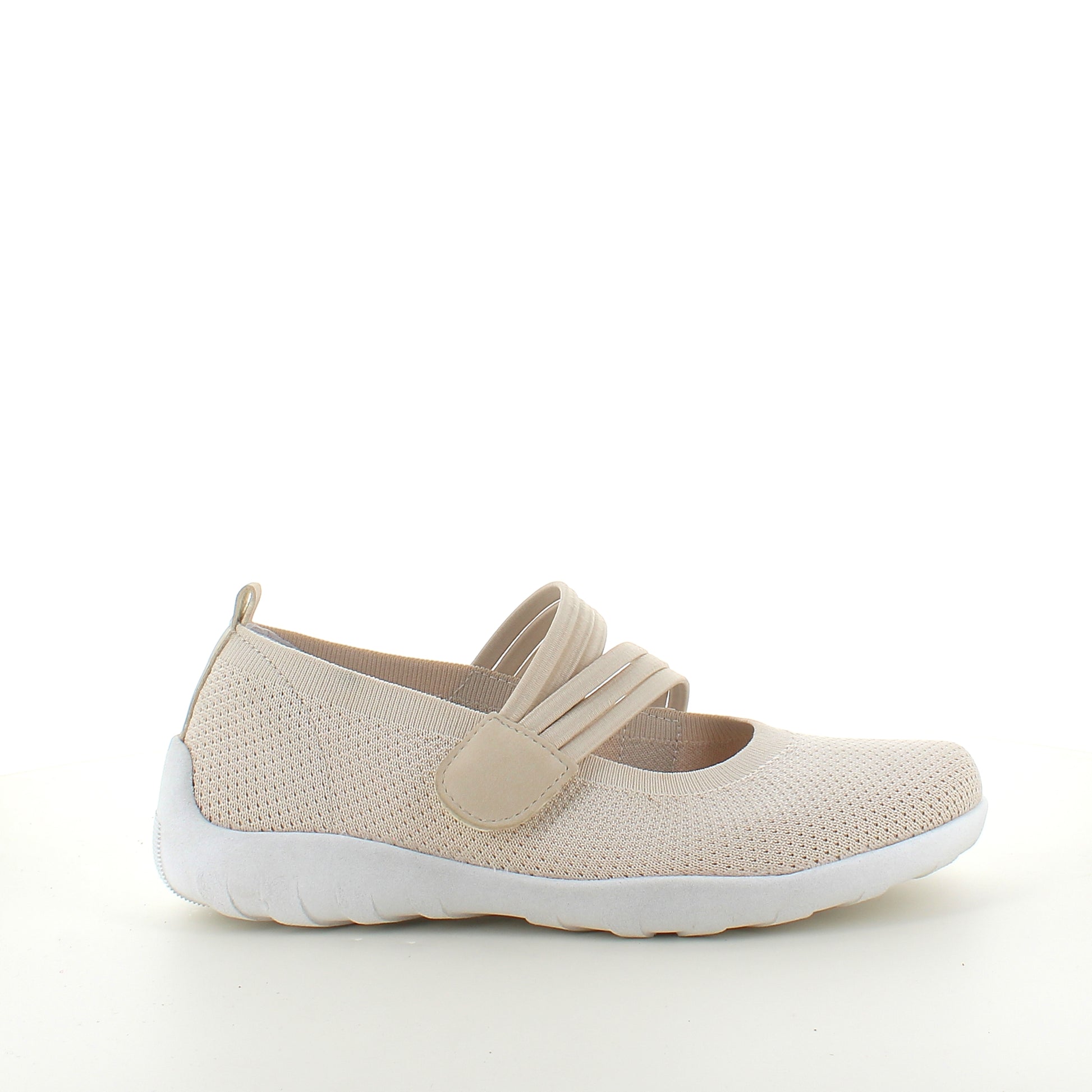 Beige Remonte ballerina med velcrorem – let & stødabsorberende helt op til str 45