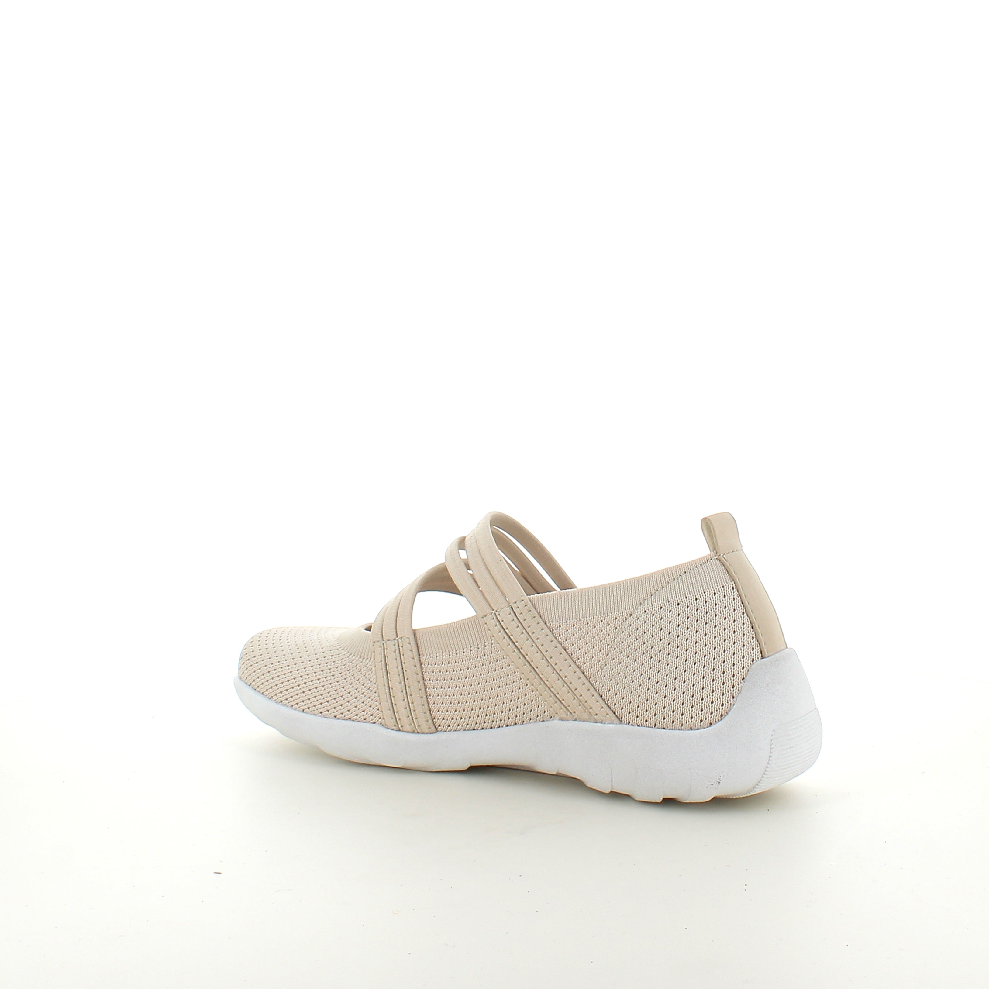 Beige Remonte ballerina med velcrorem – let & stødabsorberende helt op til str 45