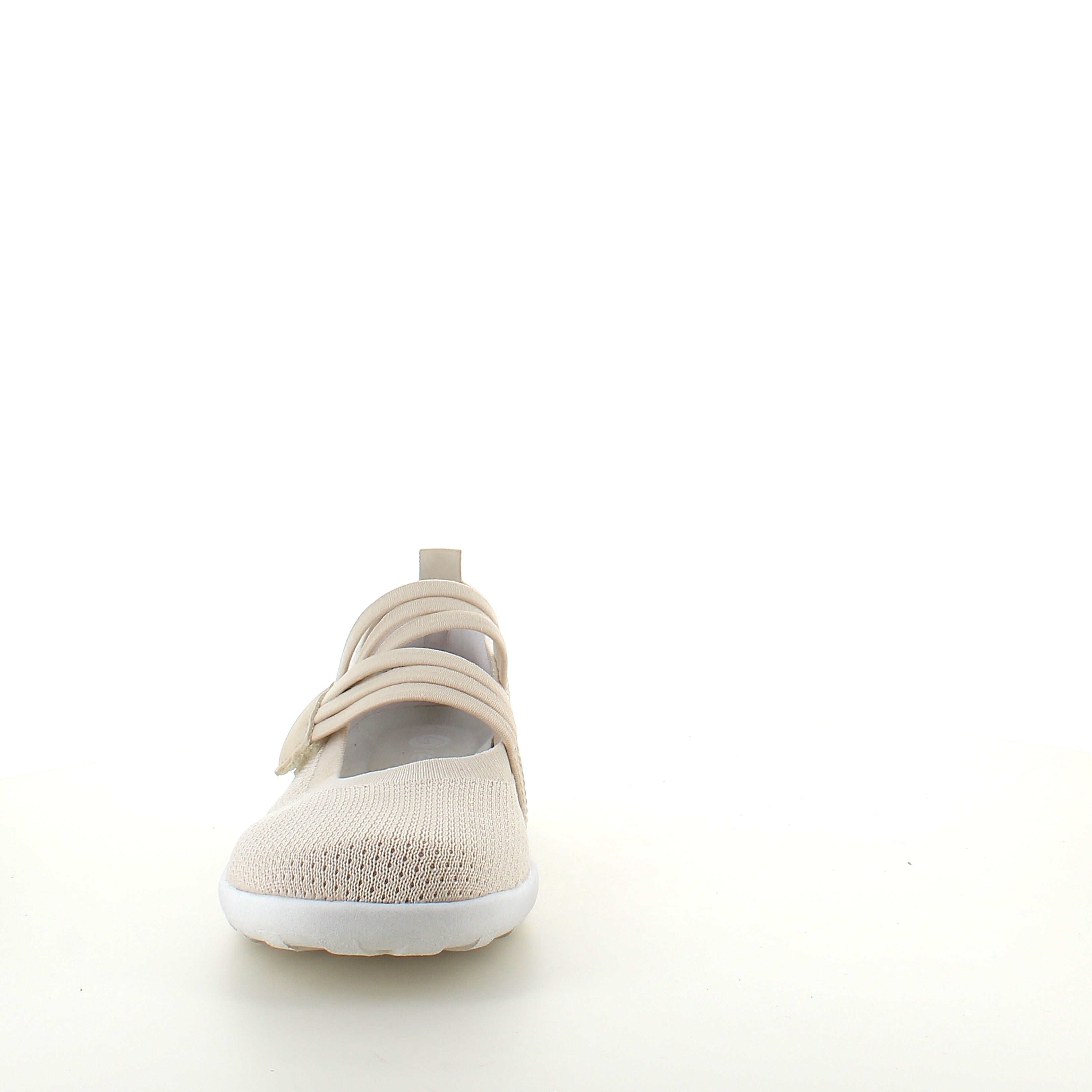 Beige Remonte ballerina med velcrorem – let & stødabsorberende helt op til str 45