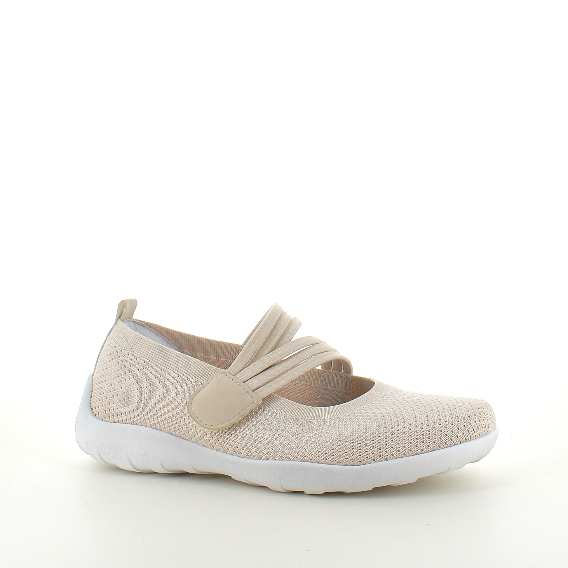Beige Remonte ballerina med velcrorem – let & stødabsorberende helt op til str 45