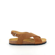 Serraje Roble – brun sandal med krydsremme & bagrem | Sygeplejebutikken