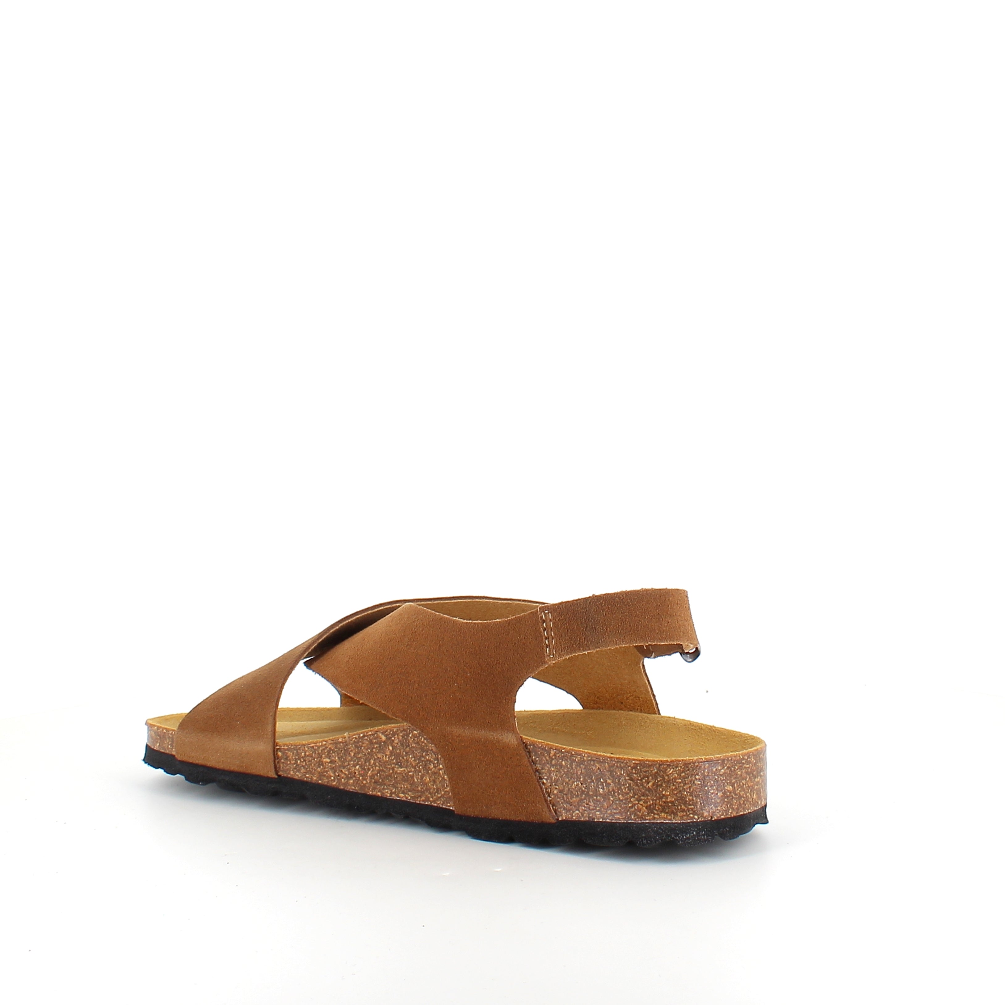 Serraje Roble – brun sandal med krydsremme & bagrem | Sygeplejebutikken