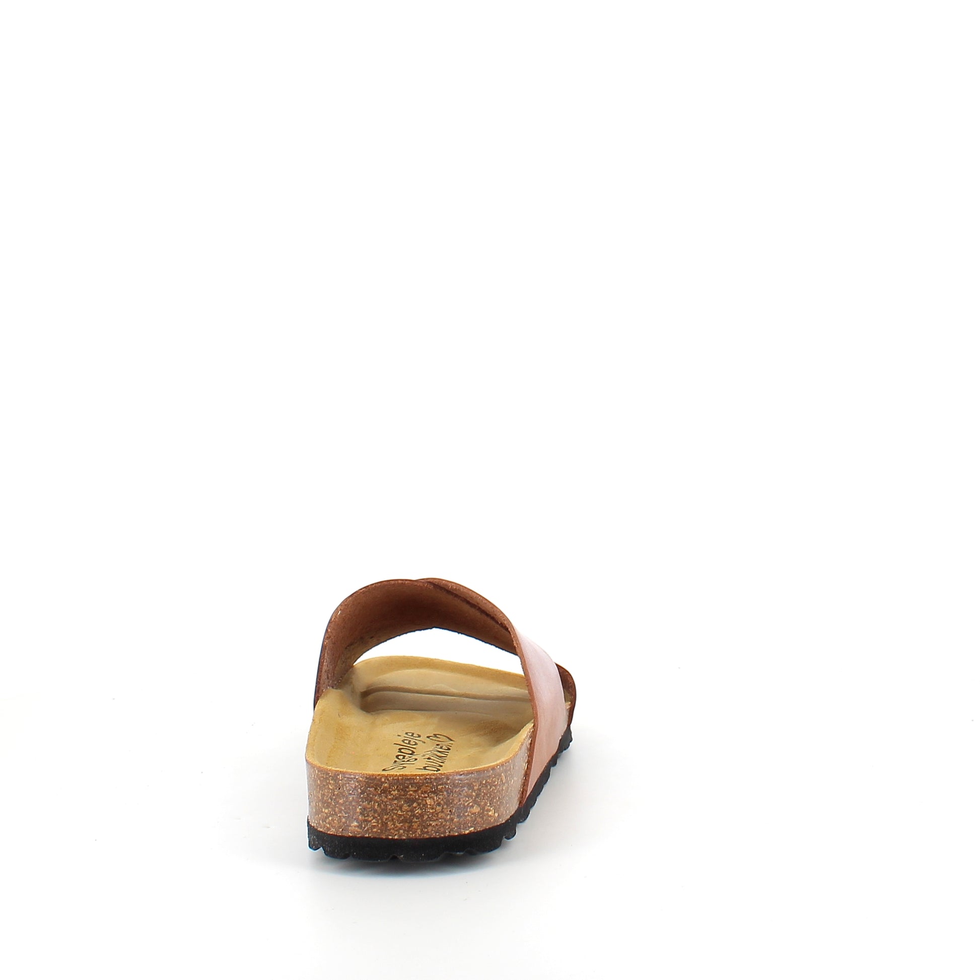 Brun slip on sandal i glat skind med krydsremme | Sygeplejebutikken
