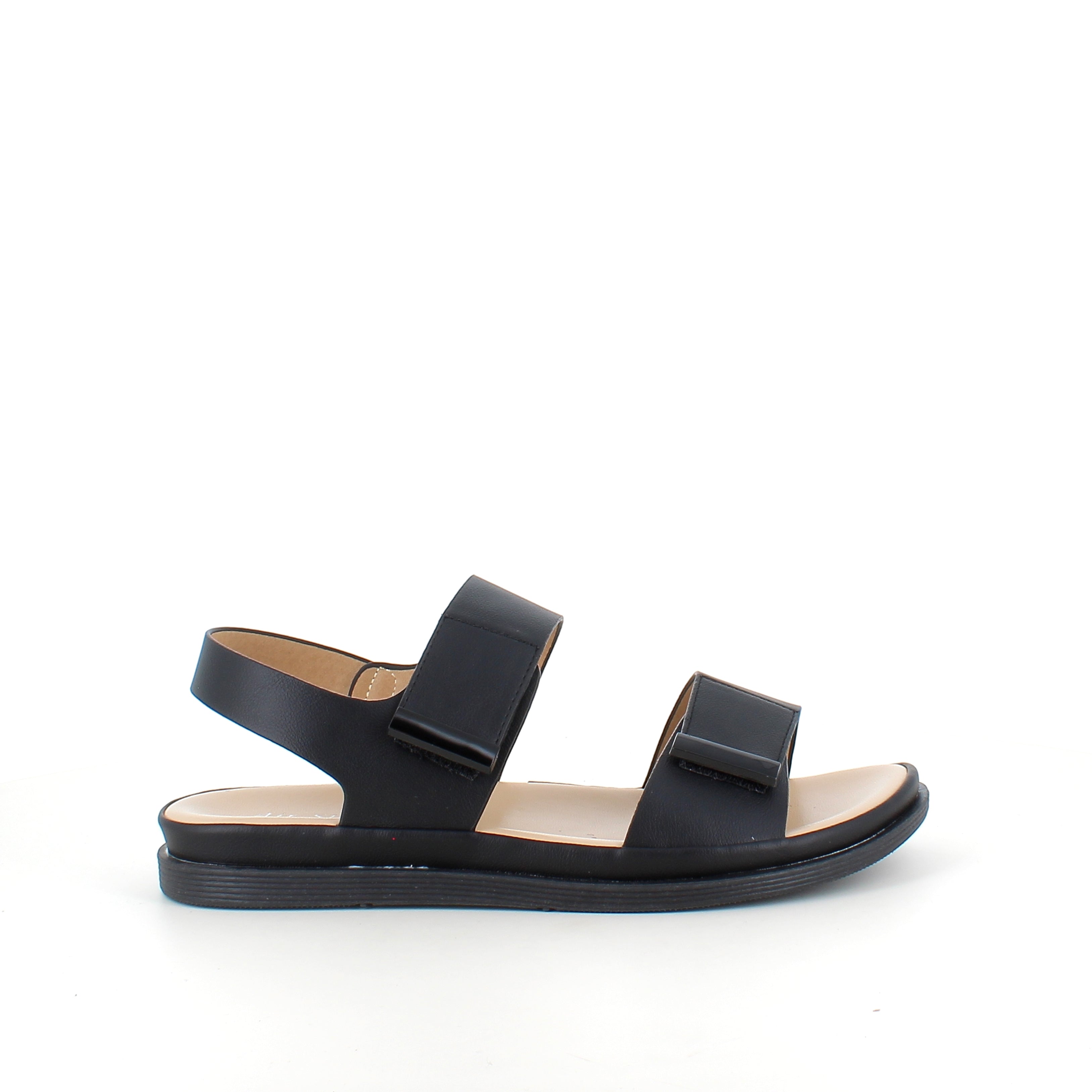Sort sandal med justerbare remme & blød komfortsål