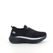 Sort slip-on komfort sneaker med stødabsorbering & åndbart strik