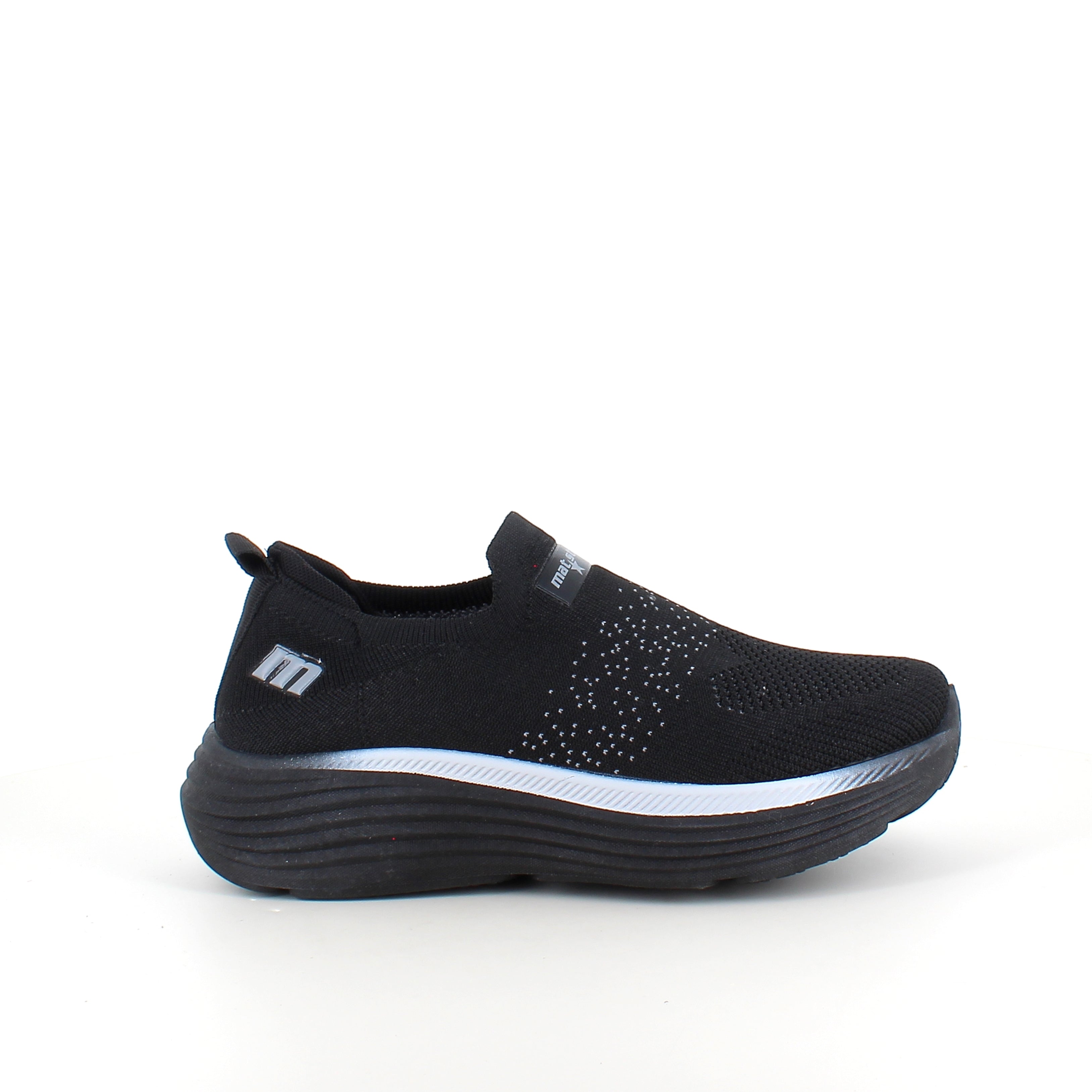 Sort slip-on komfort sneaker med stødabsorbering & åndbart strik