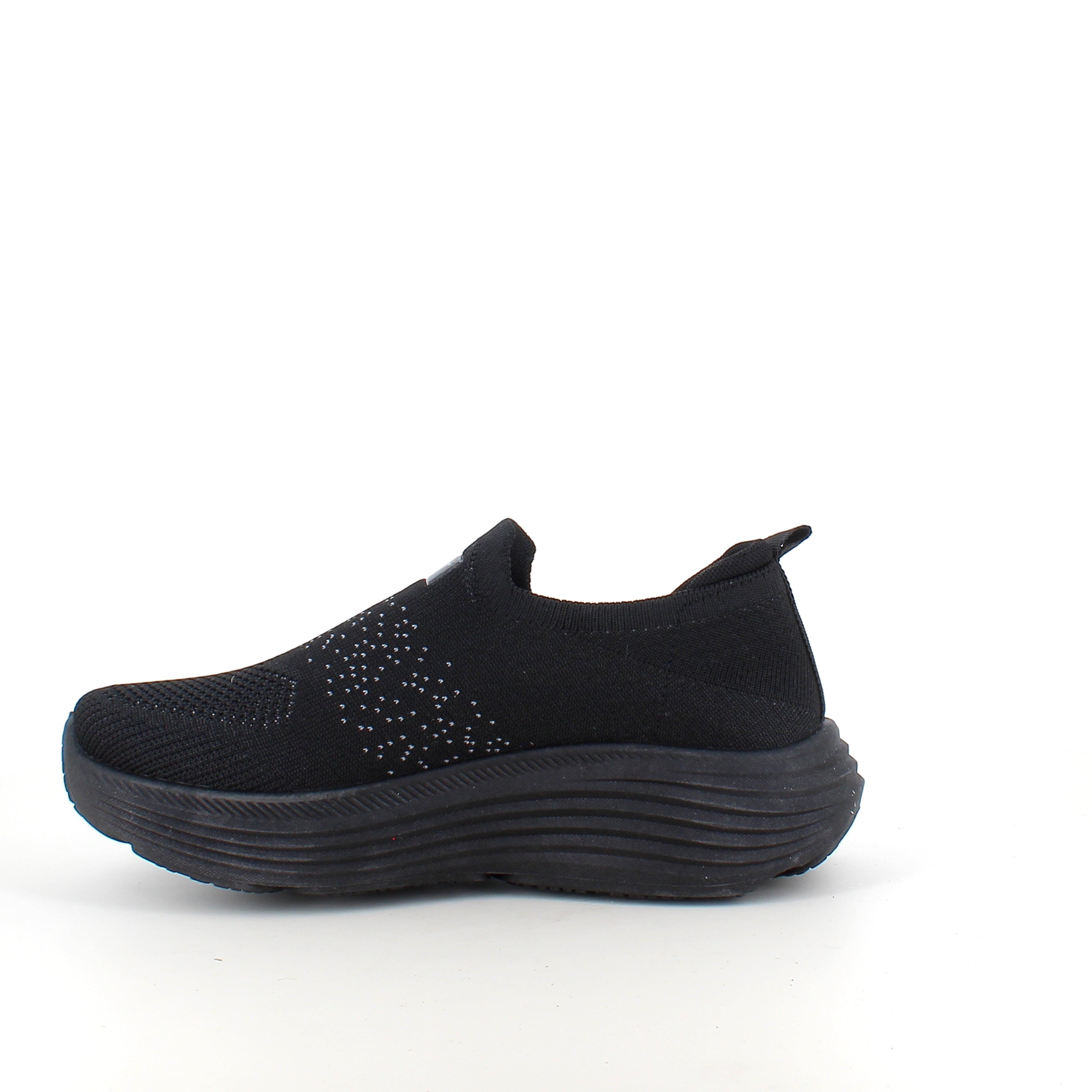 Sort slip-on komfort sneaker med stødabsorbering & åndbart strik