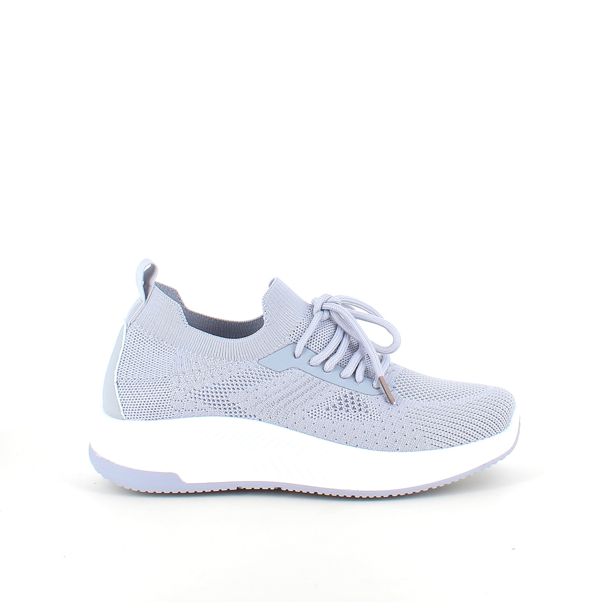 Grå slip-on letvægts sneaker i åndbart strik