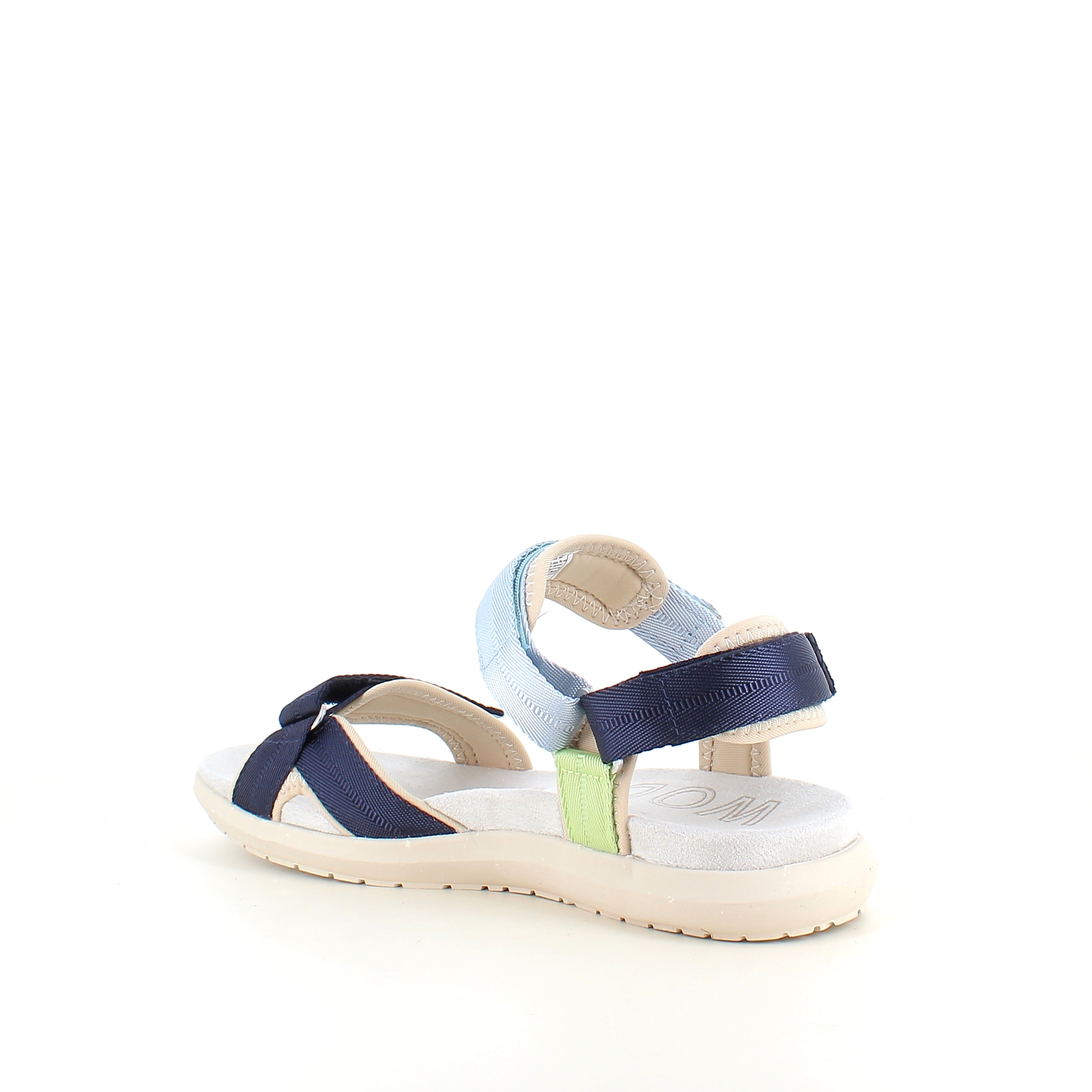 Woden sandal Moonstone Multi – Let & støttende i blå, grønne & beige nuancer