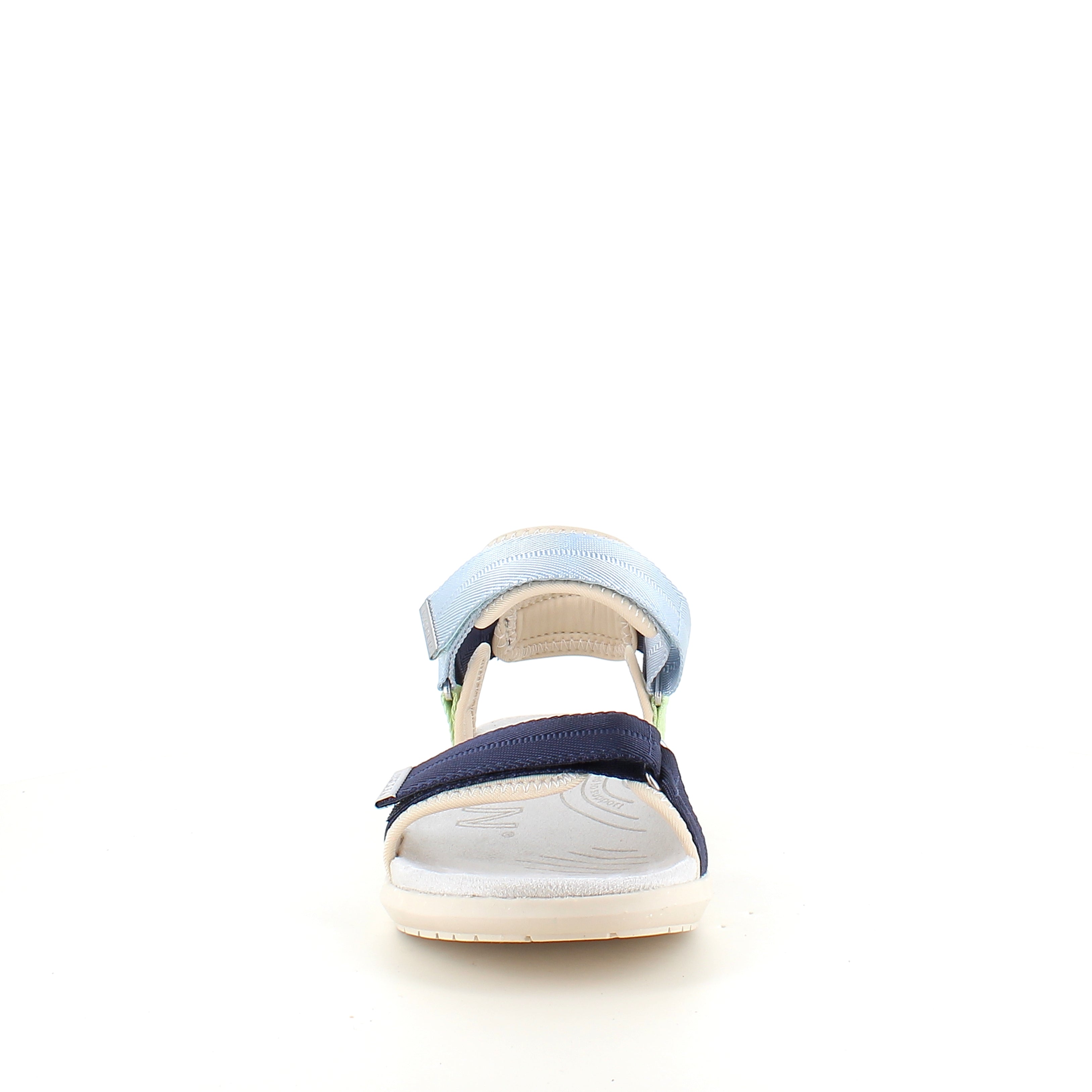 Woden sandal Moonstone Multi – Let & støttende i blå, grønne & beige nuancer
