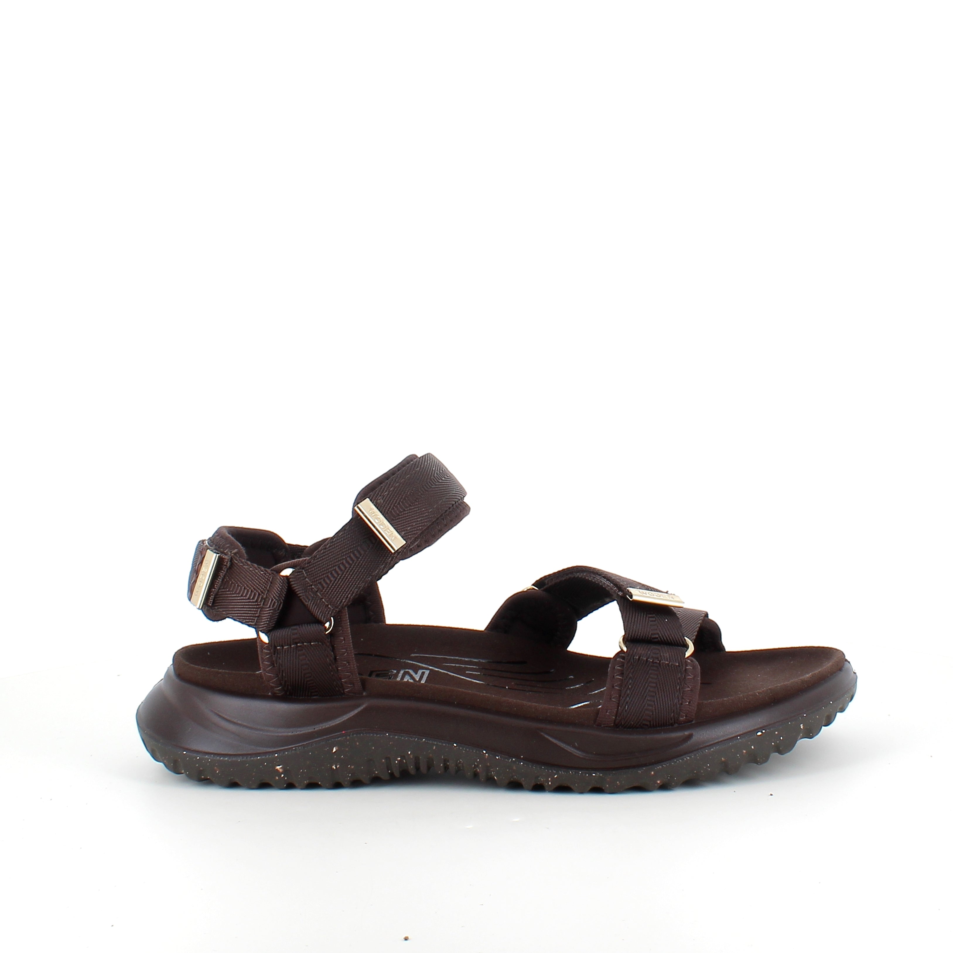 Mørkebrun Woden Solvej sandal – let komfort, svangstøtte & justerbar pasform