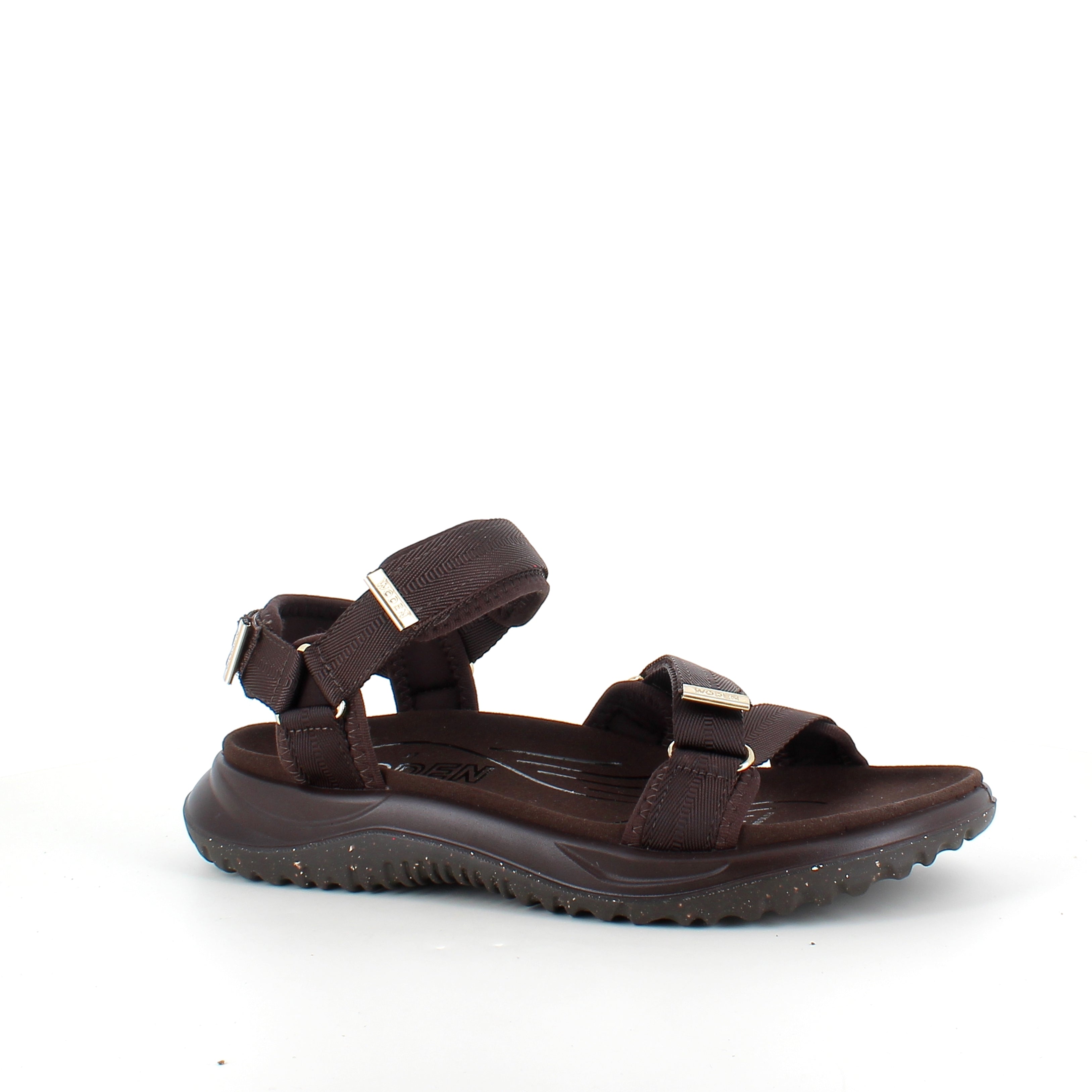 Mørkebrun Woden Solvej sandal – let komfort, svangstøtte & justerbar pasform