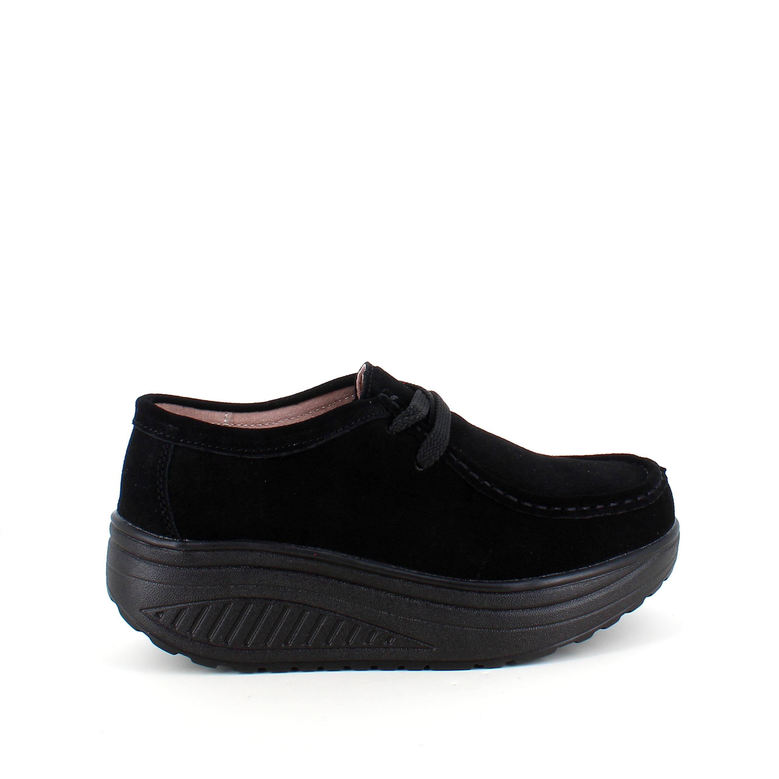 Sort ruskindssko med gængesål og svangstøtte