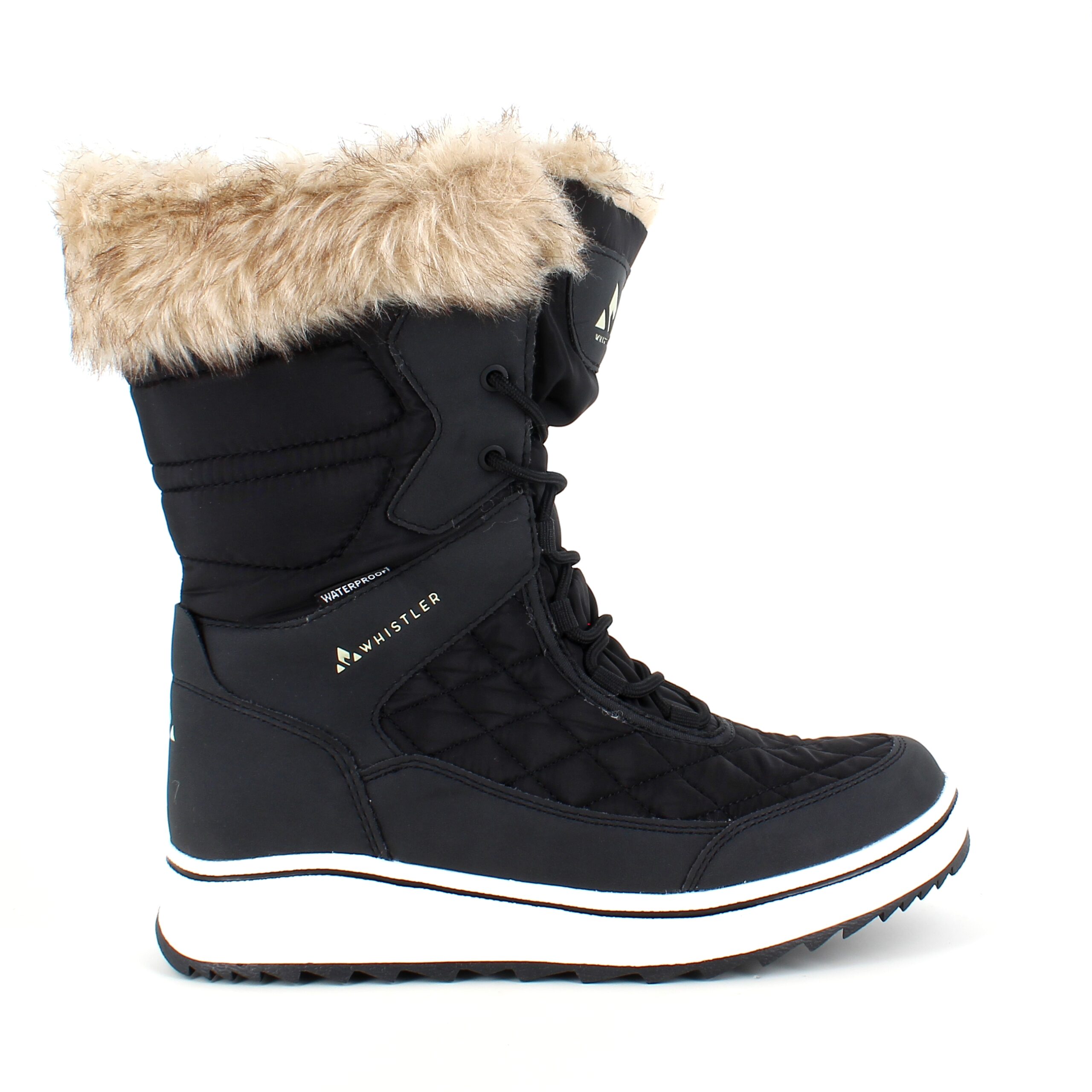 Sort vandtæt vinterstøvle fra Whistler med pels kant
