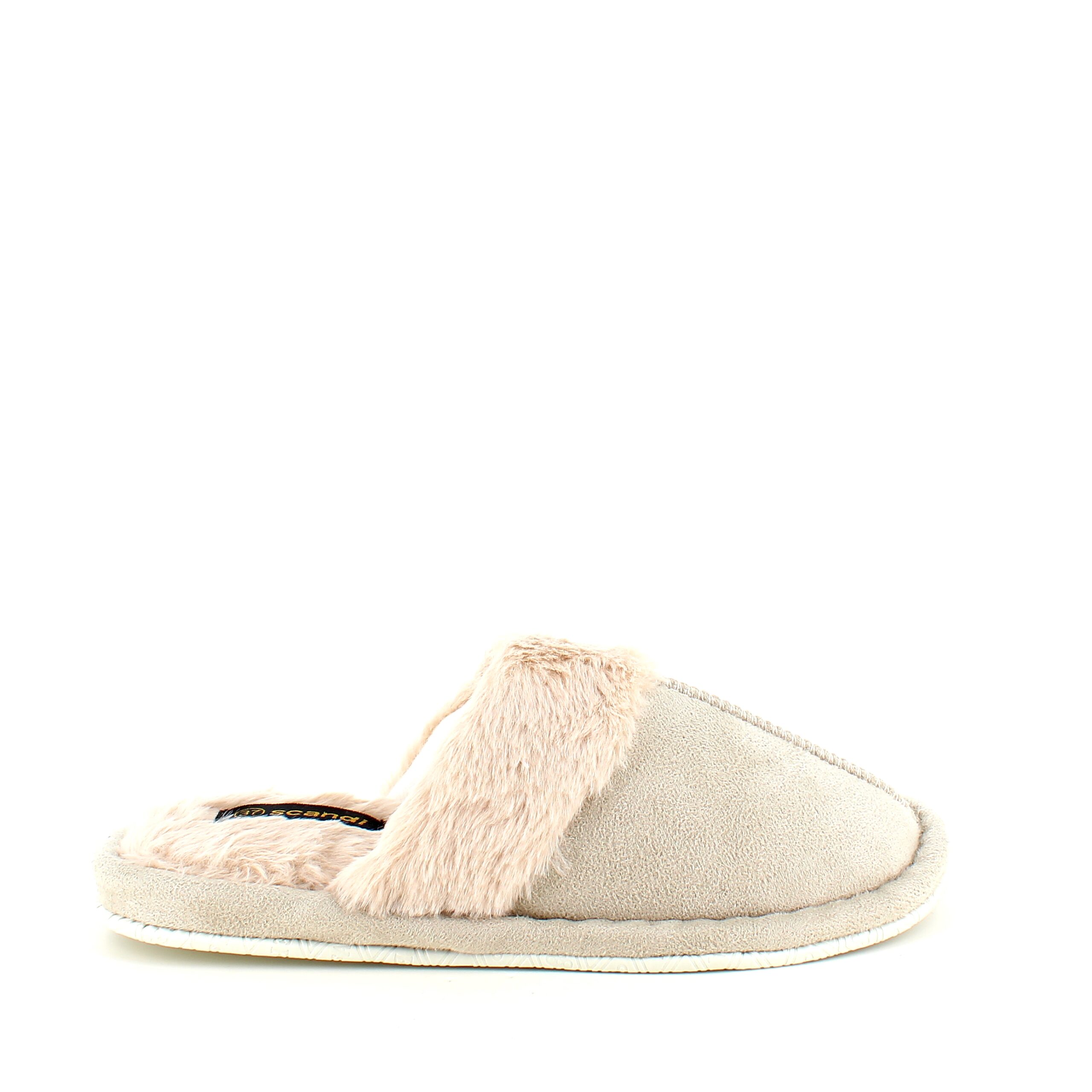 Lys grøn hjemmesko med synlig pelskant