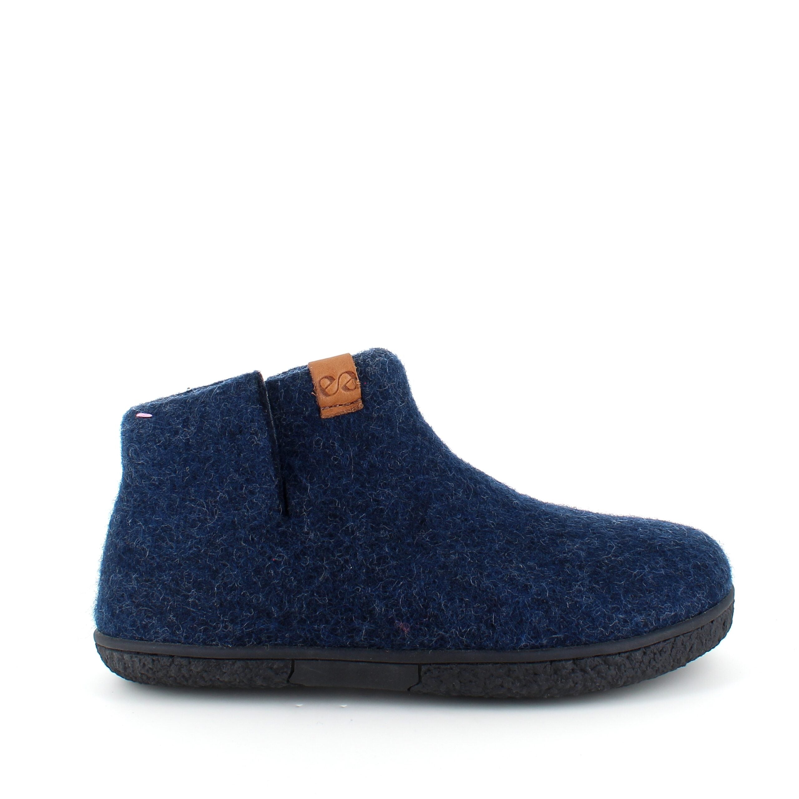 Høj marineblå hjemmesko i uld med skridhæmmende såler fra Green Comfort