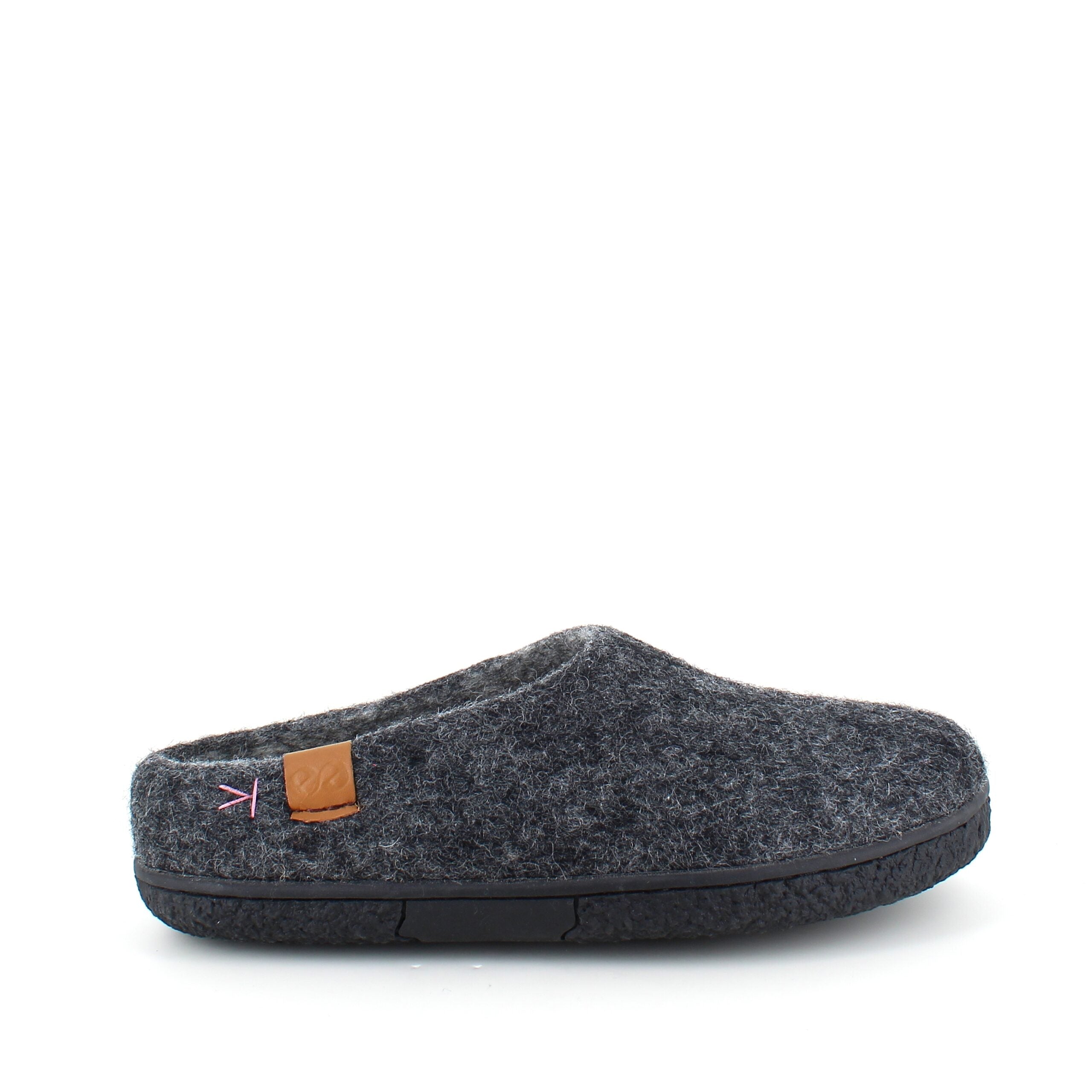 Lav mørk grå hjemmesko i uld med skridhæmmende såler fra Green Comfort